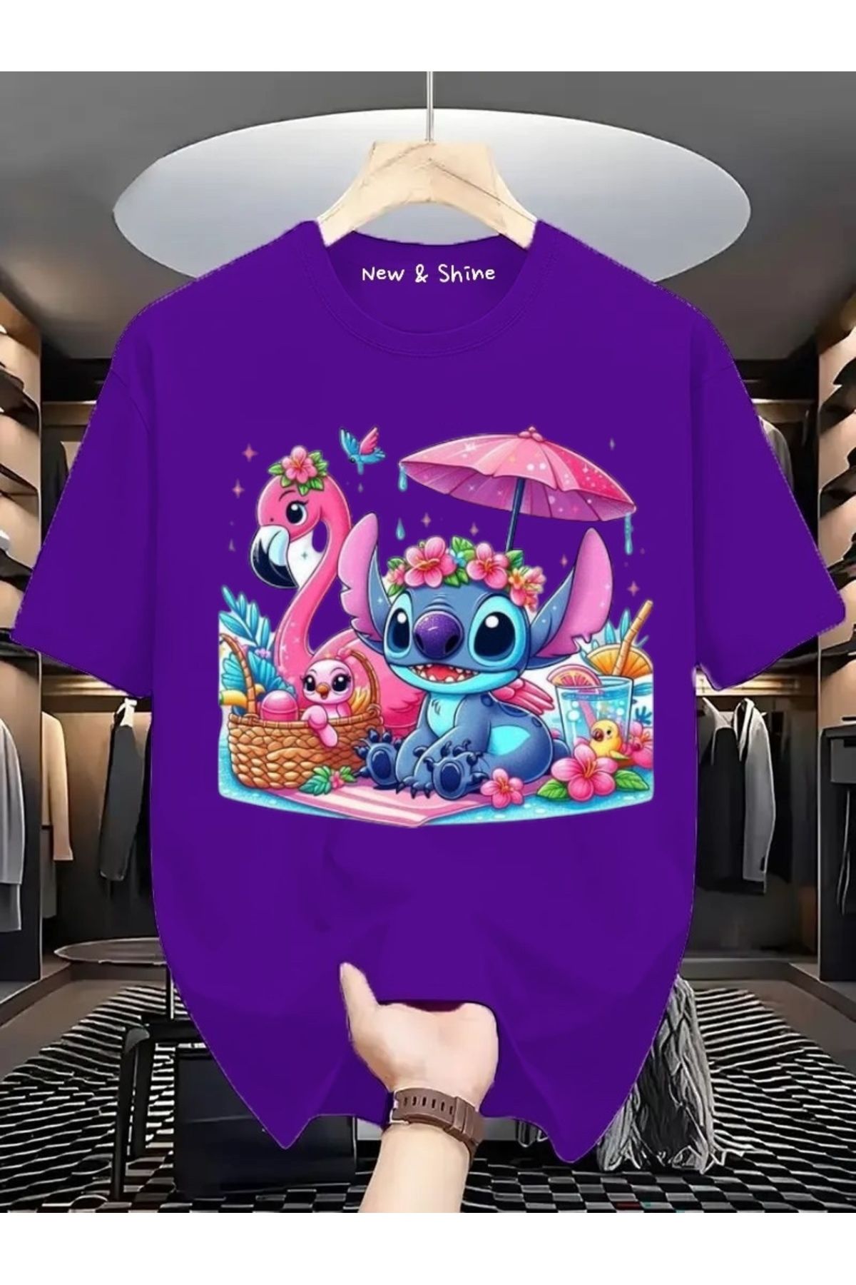 New Shine Stitch Baskılı Oversize T-Shirt