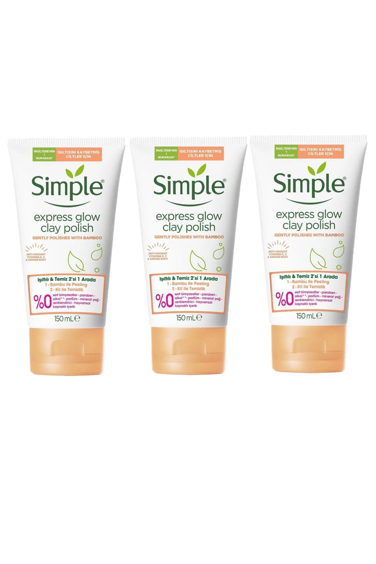 Simple Protect & Glow 2'Si 1 Arada Işıltılı & Temiz Işıltısını Kaybetmiş Ciltler İçin 150 ml x3 ADET