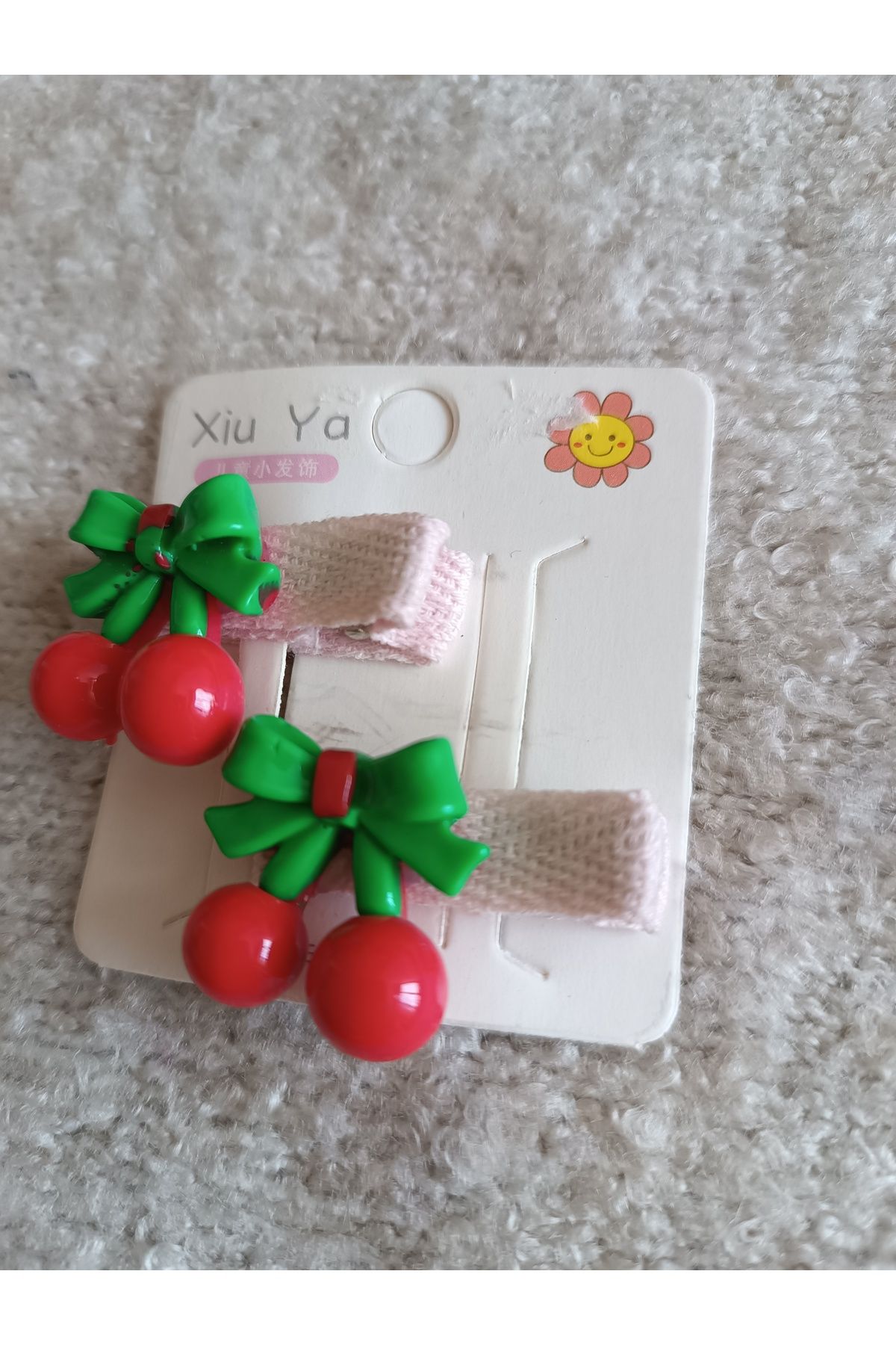 Efna Store Kiraz Firgürlü Çiftli Çocuk Minik Pens Toka(3,5 cm)