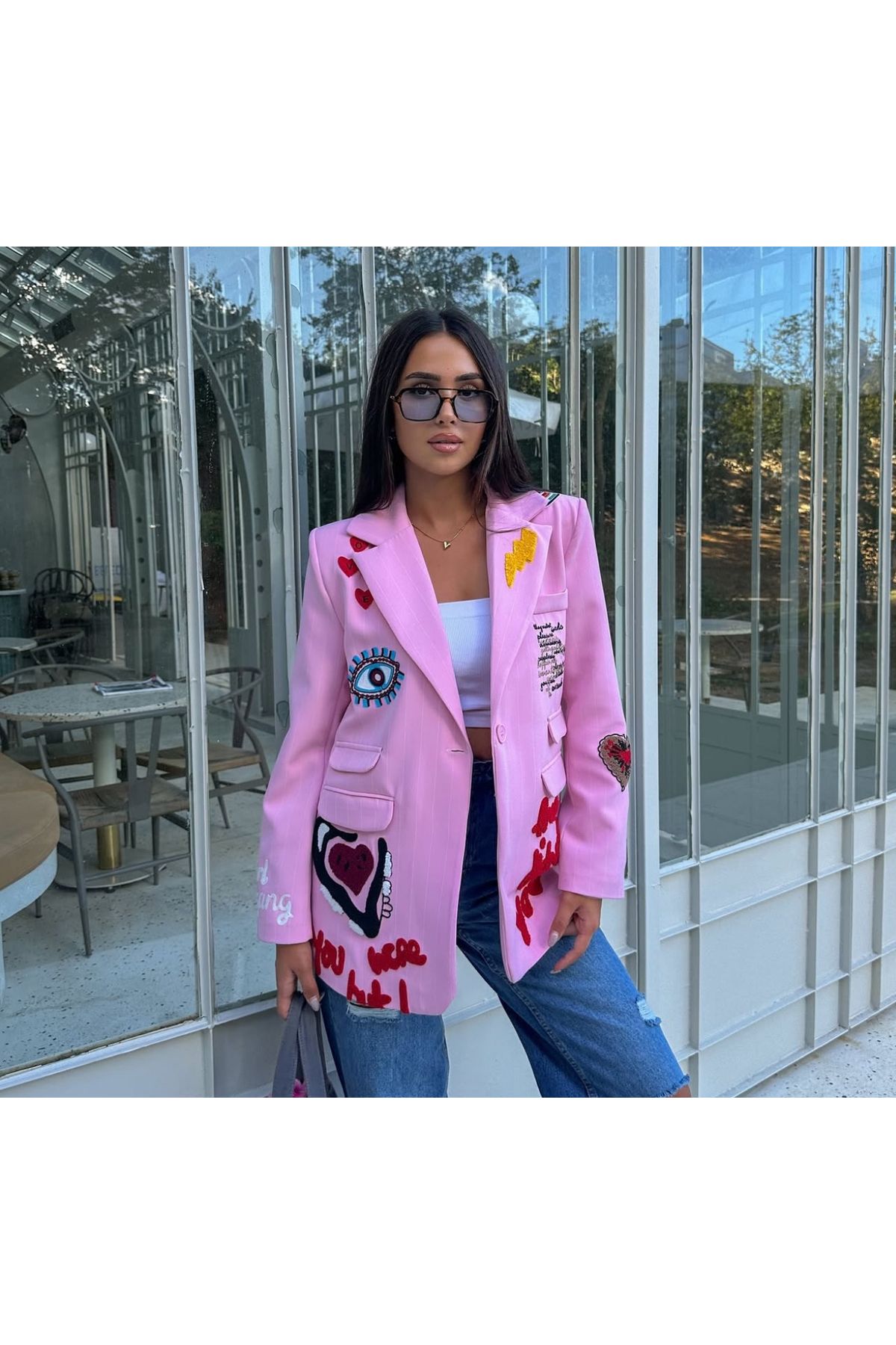 Miss Beyoğlu Cindy Motifli Tasarım Blazer Ceket