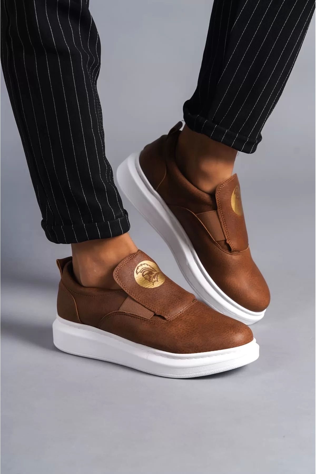 BİCANS SLW161 Hippo Bağcıksız Cilt Erkek Günlük Sneaker Ayakkabı CBT - Taba