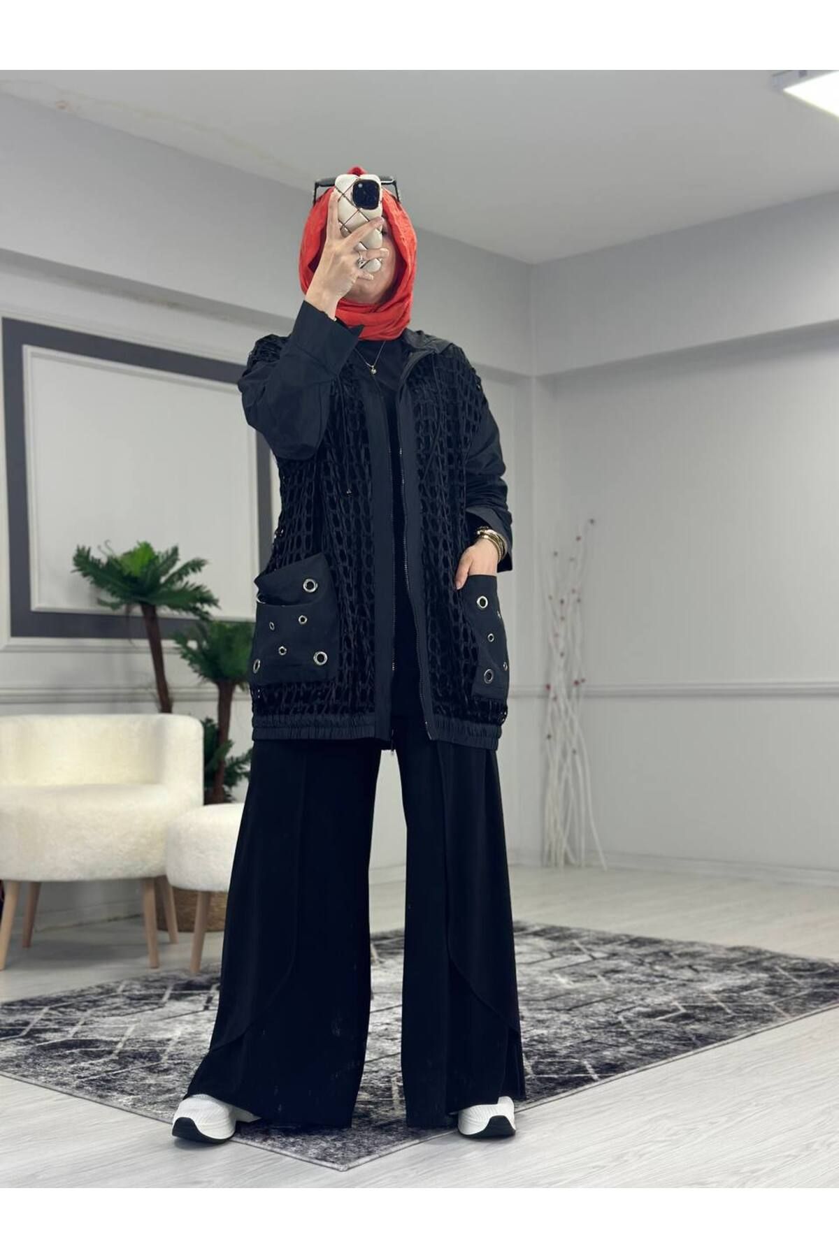 ButikKardelen Fileli Üçlü Şalvar Takım