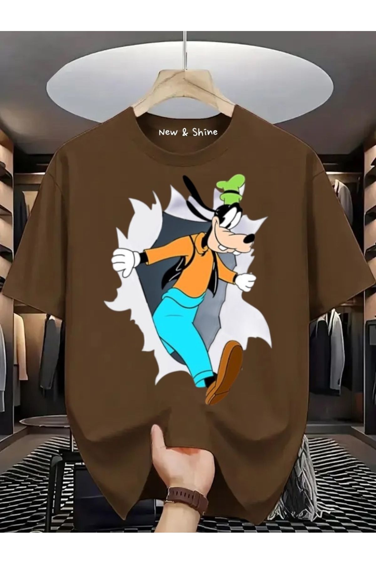 New Shine Goofy Baskılı Büyük Beden Oversize T-Shirt