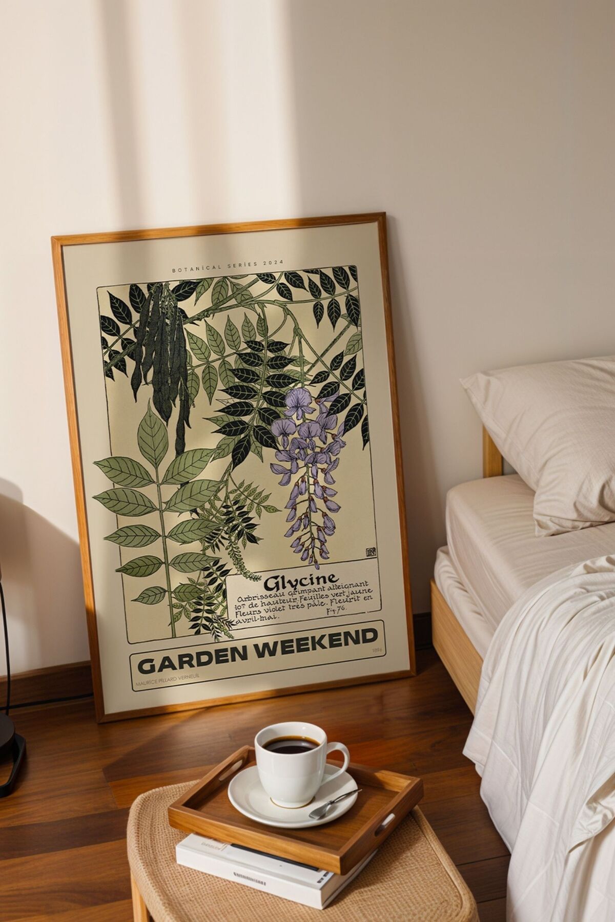 Godric Atölye %100 El Yapımı Kayın Ağacı Ahşap Çerçeveli | Vintage Botanical – Glisin (Yabani Soya) Posteri