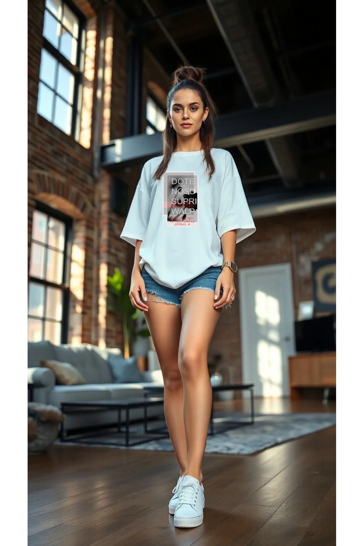 qavnas Unisex Dote Nosd Supri Walp Baskılı Rahat Kesim Beyaz T-Shirt
