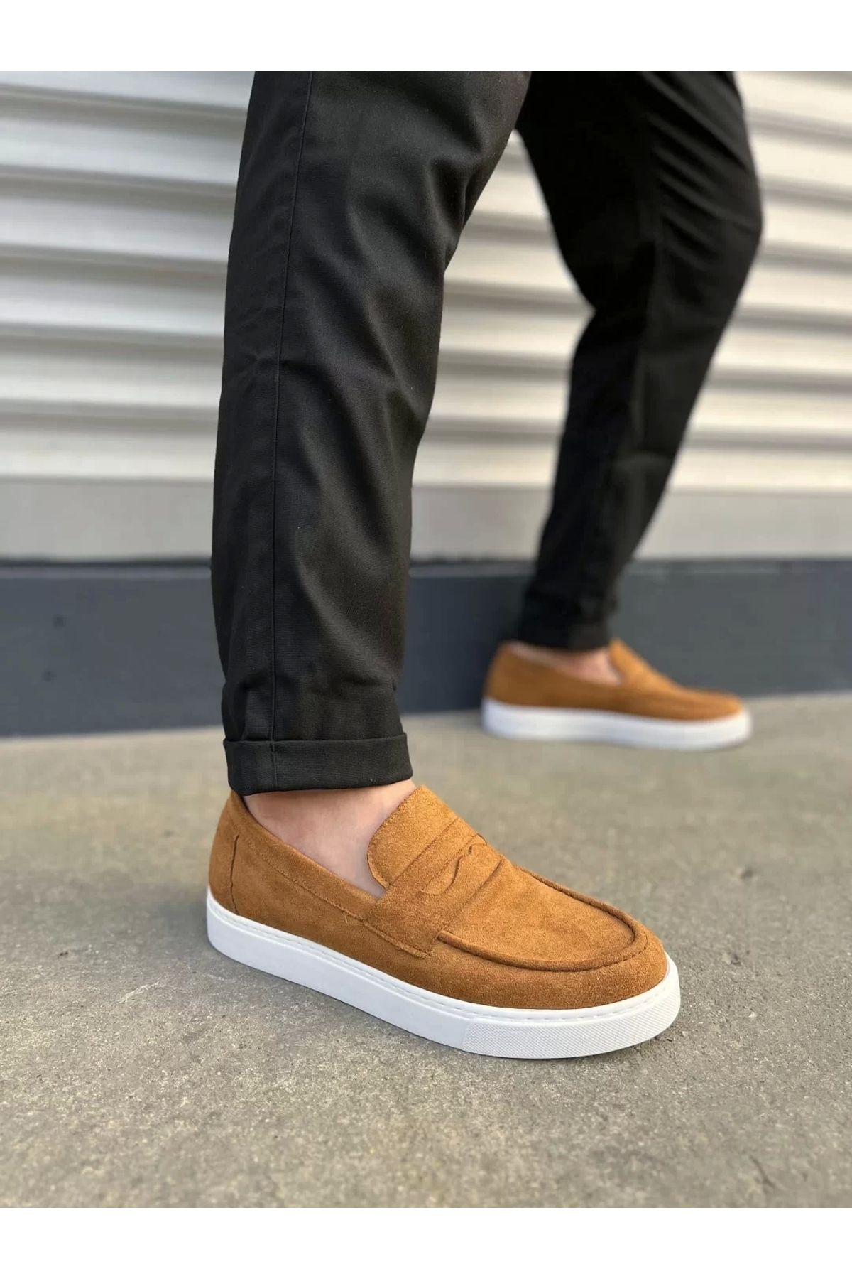 BİCANS JY180 Estilo X Bağcıksız Süet Erkek Günlük Spor Klasik Ayakkabı SBT - Taba