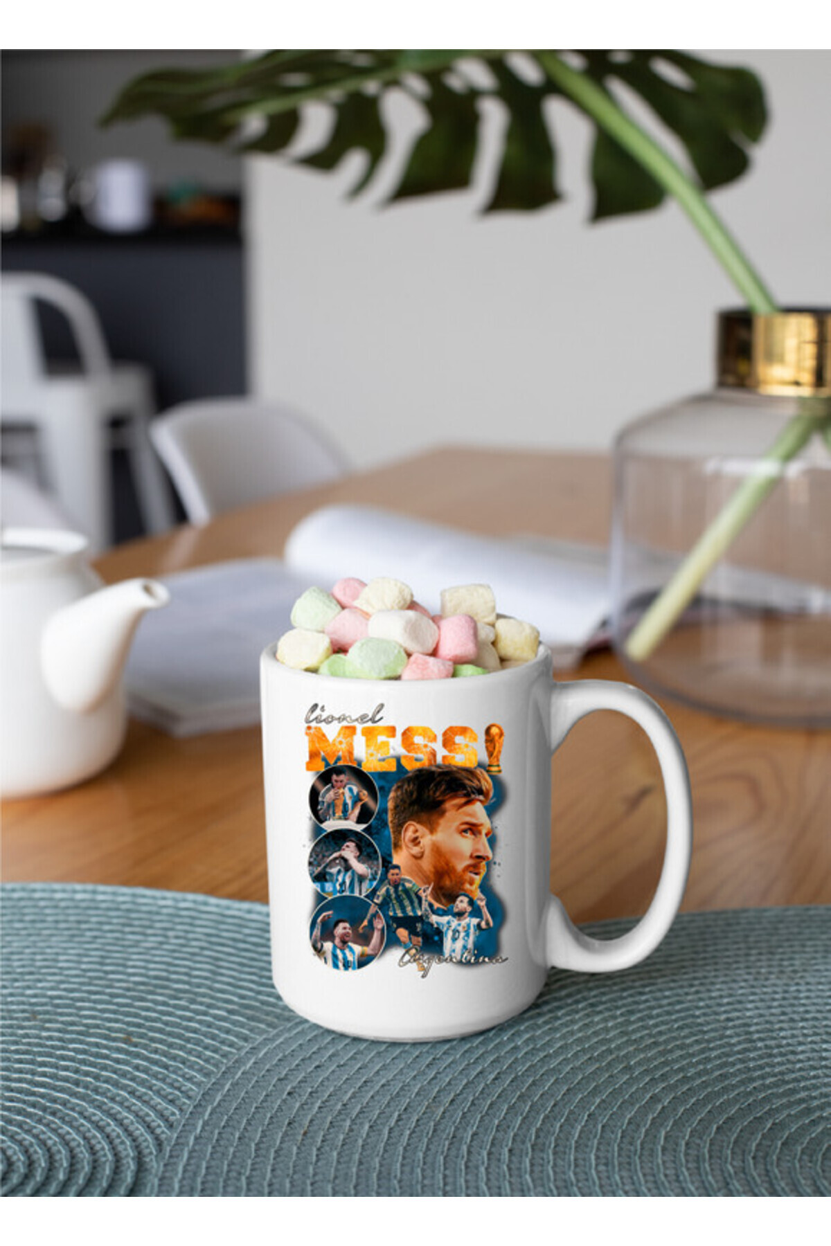 OEM-Personalized Lionel Messi Argentina white mug, INOVATIX®. 330 ml 2