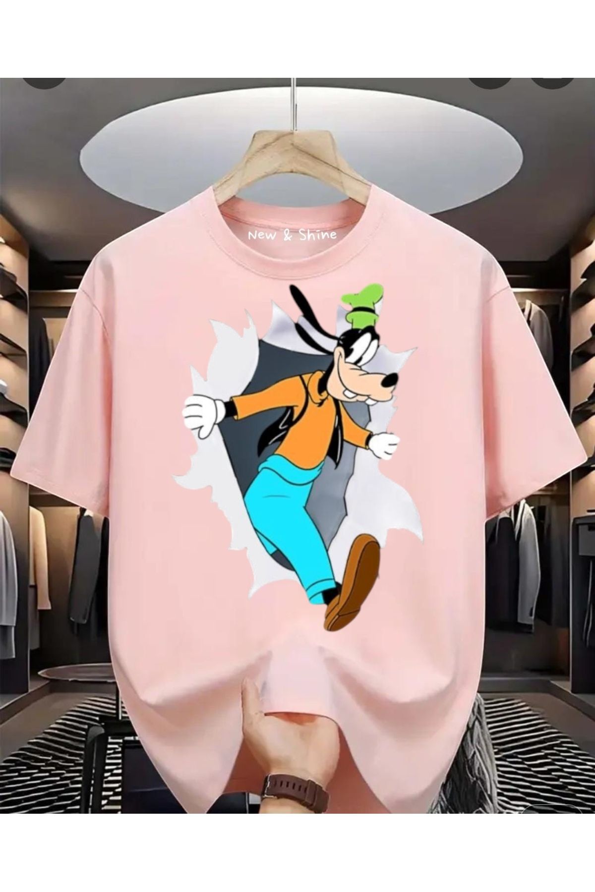 New Shine Goofy Baskılı Büyük Beden Oversize T-Shirt