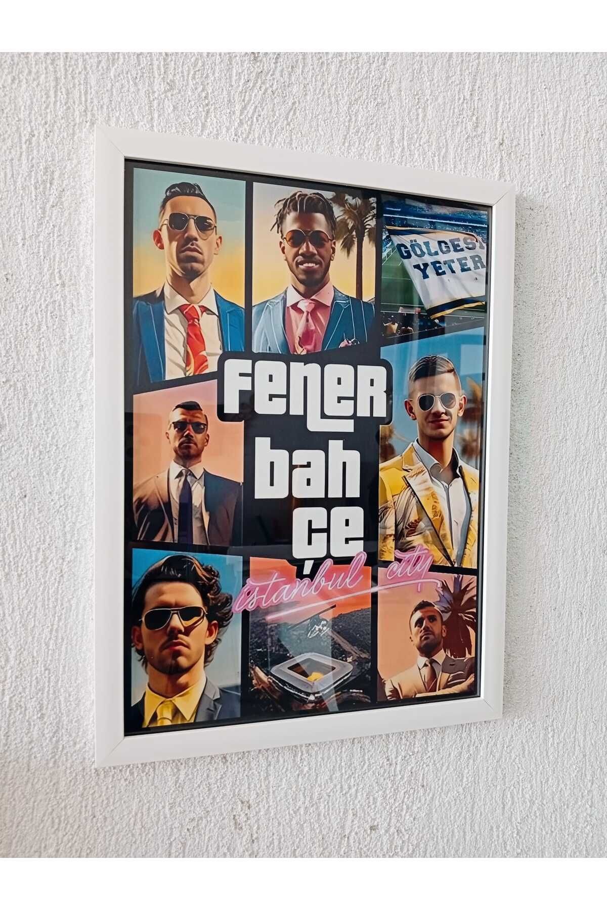 Erdizayn 30x42 cm Çerçeveli Poster GTA Vice City Temalı Dekoratif Hediyelik Futbol Tablo