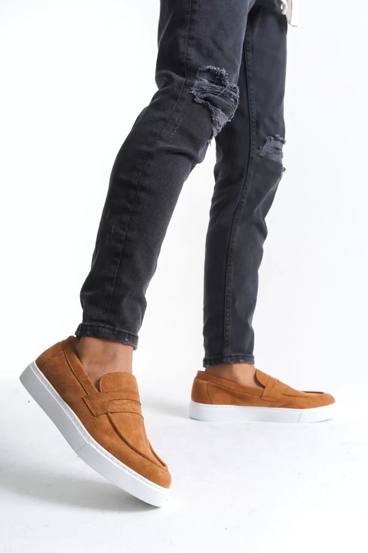 BİCANS SLW180 Estilo X Bağcıksız Süet Erkek Günlük Spor Klasik Ayakkabı SBT - Taba