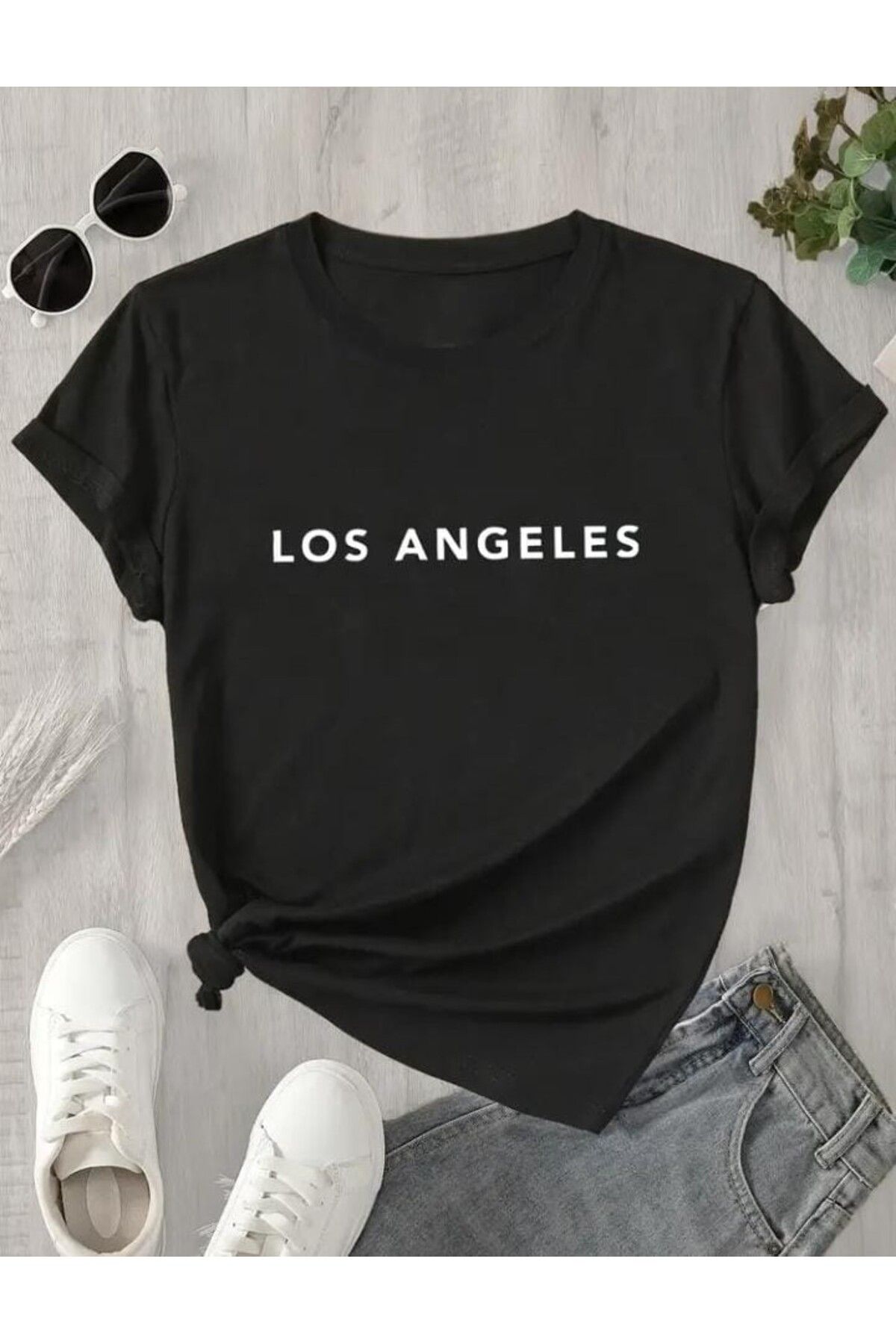 TekTarzz Unisex Los Angeles Baskılı Pamuklu Tshirt