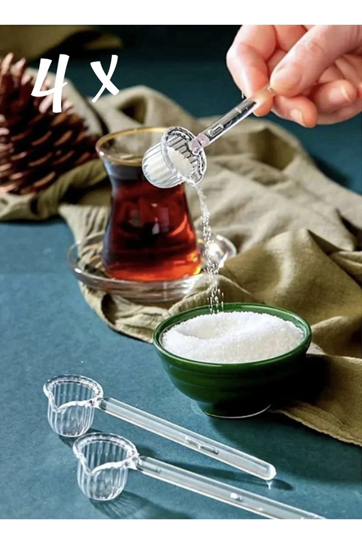 Carat Home 4 Adet Mika Origami Şekilli Şeker Ve Kahve Kaşığı | Baharat Şeker Kahve Kaşığı (CAM DEĞİLDİR)