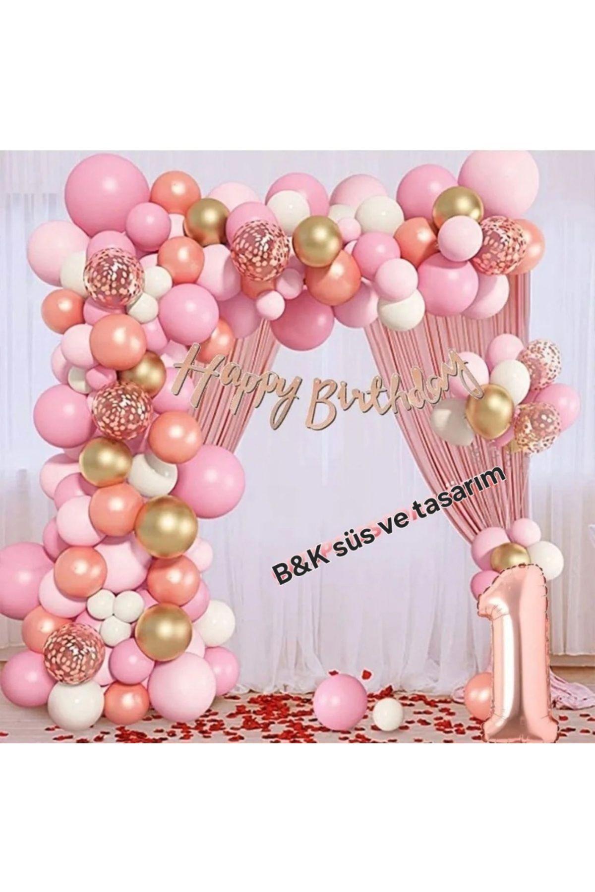 B&K süs ve tasarım Rosegold 1 yaş doğum günü
