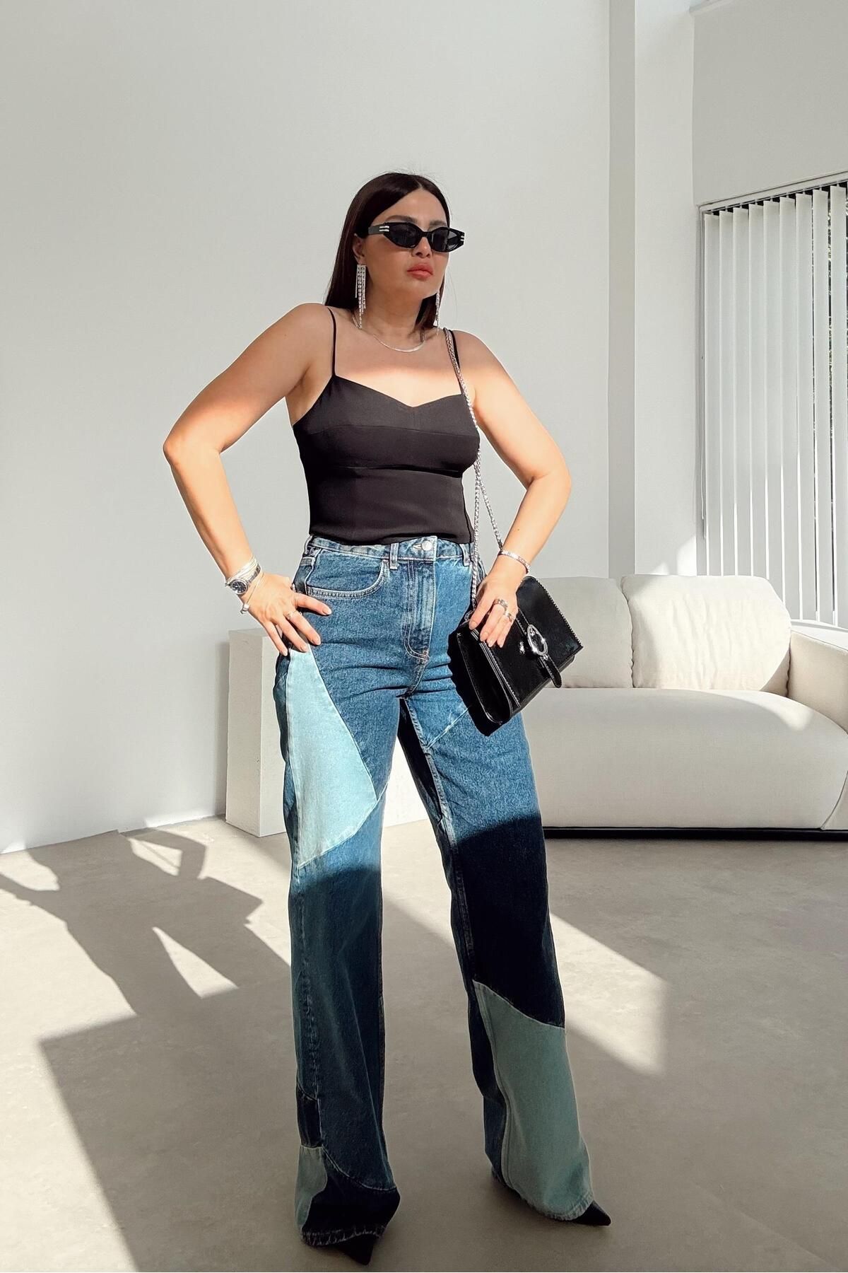 ELVAN TOLON Parçalı Jean