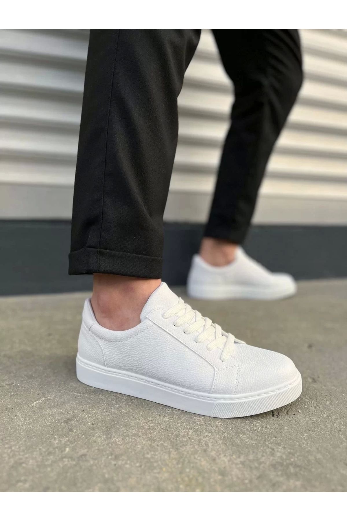 BİCANS JY165 Elite Bağcıklı Cilt Erkek Günlük Sneaker Ayakkabı CBT - Beyaz
