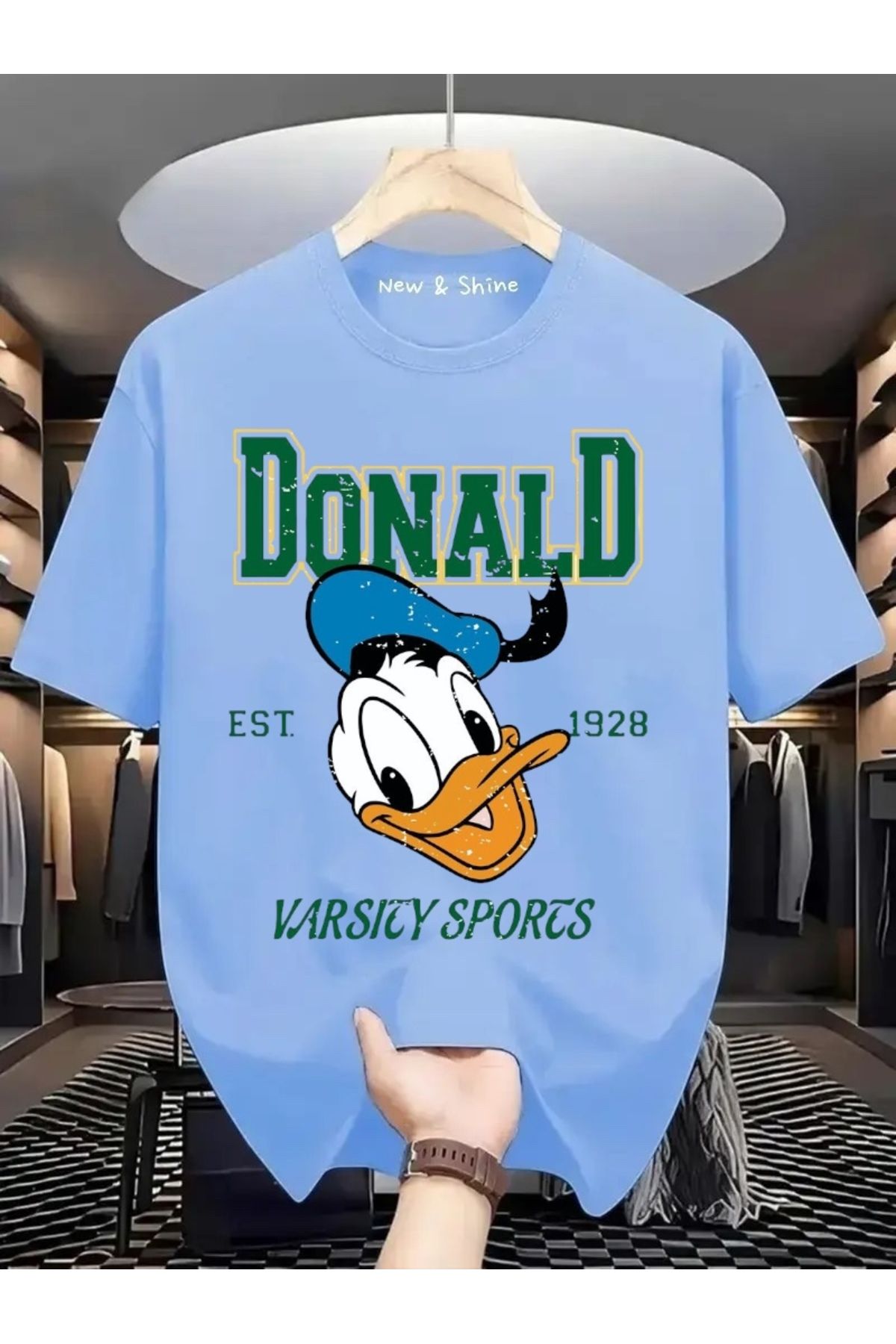 New Shine Donald Duck Baskılı Büyük Beden Oversize T-Shirt