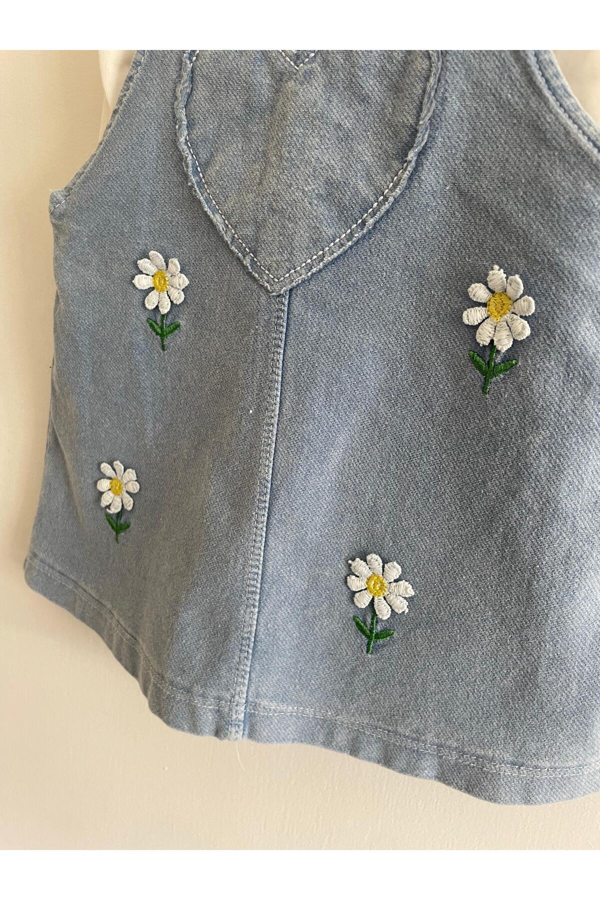 caliskanonline Papatya Desenli Yazlık Kız Bebek Salopet Etek fotoğrafı 2 (önizleme)