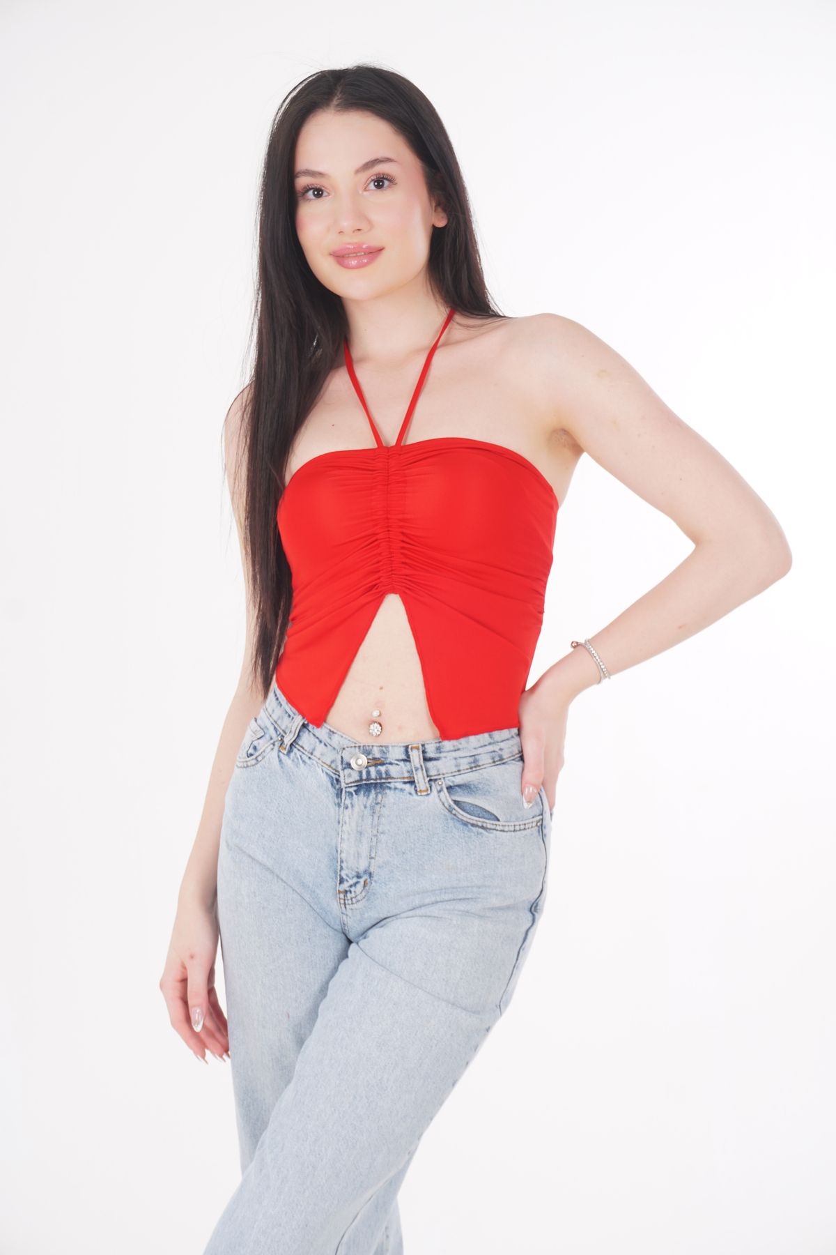 CHAURA Büzgülü Bağlamalı Crop Bluz