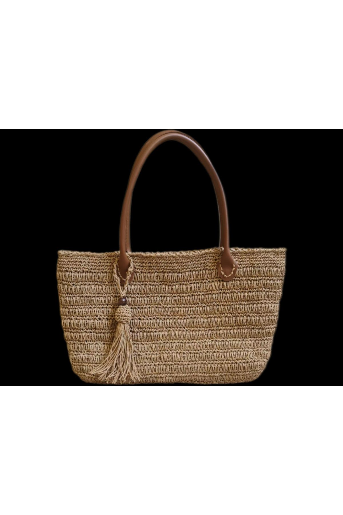Handmade Kadın ÖrgüHasır model kol çantası