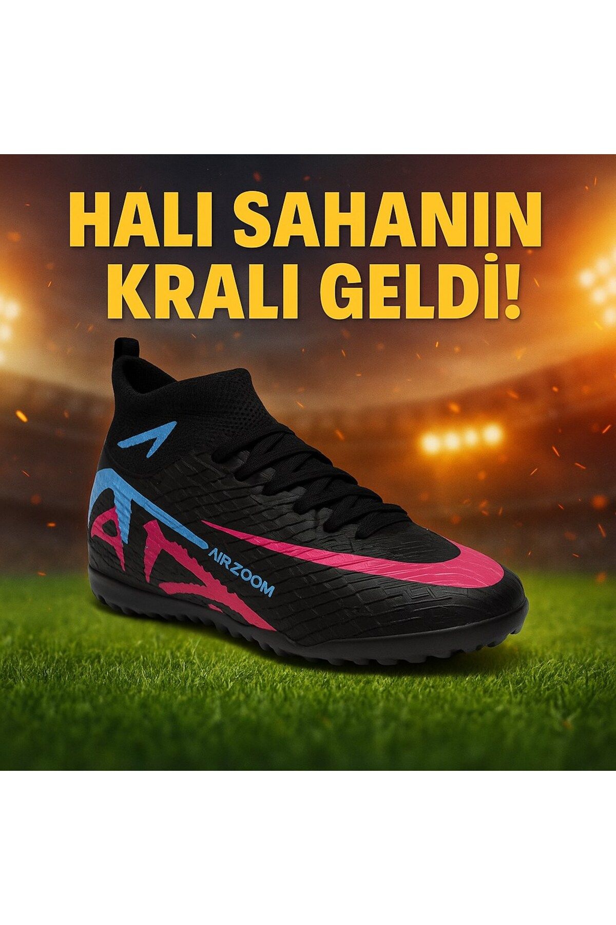 LALİGA Laliga 600 Siyah Lila Çoraplı Halı Saha Ayakkabısı