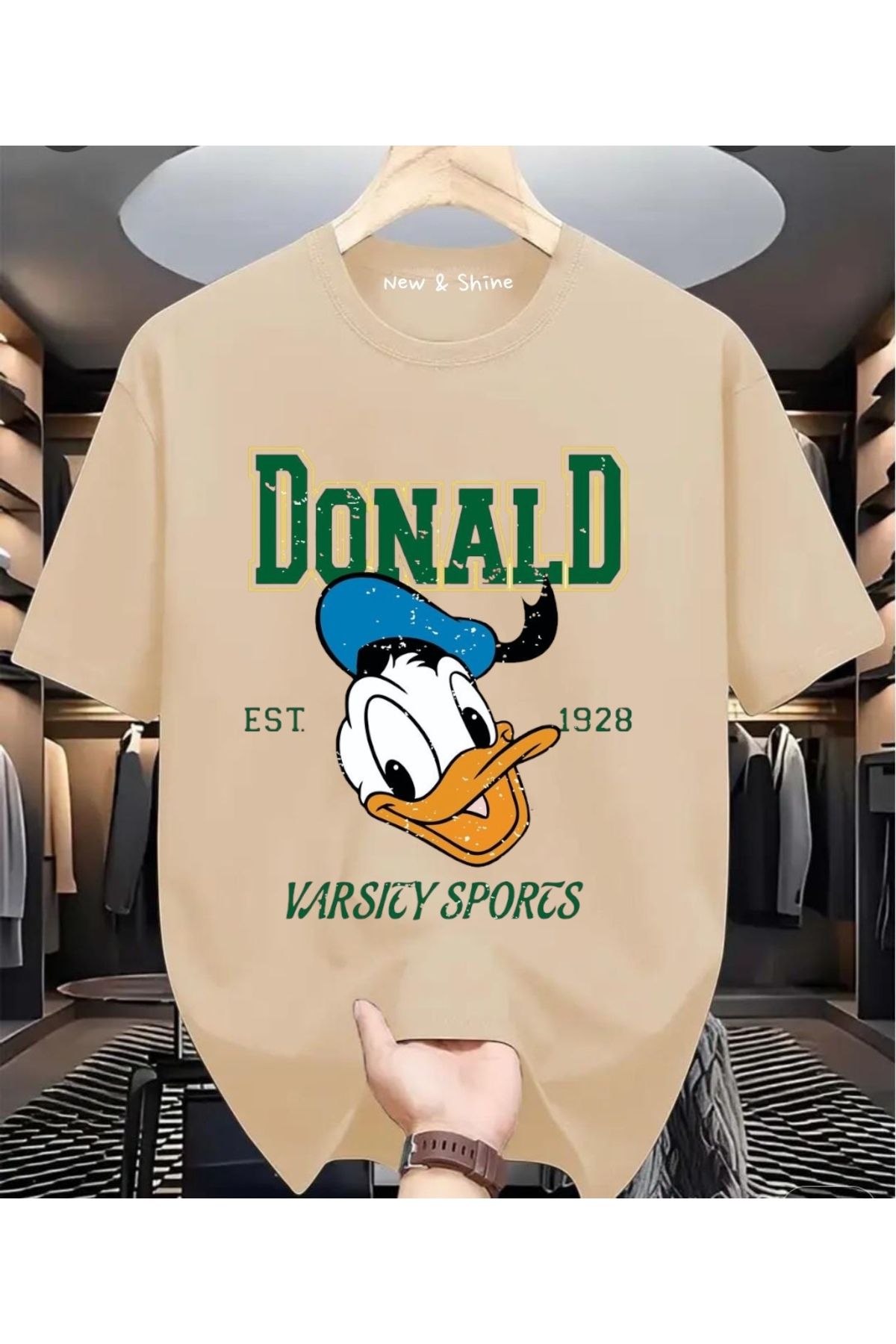 New Shine Donald Duck Baskılı Büyük Beden Oversize T-Shirt