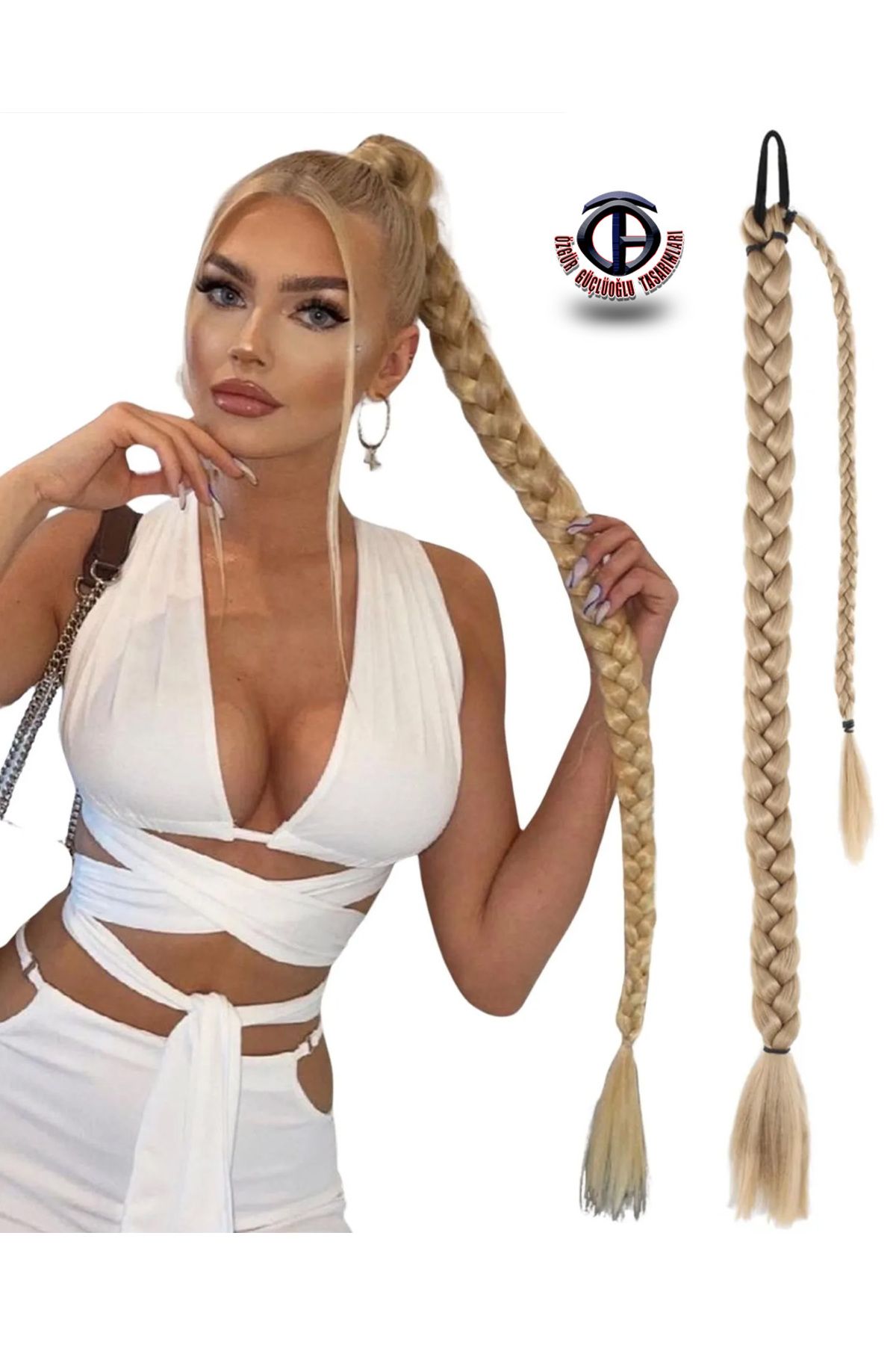 özgür güçlüoğlu tasarımları At kuyruğu Üçlü Örgü Saç Uzatma Fiber Kanekalon Saç (tokalı)
