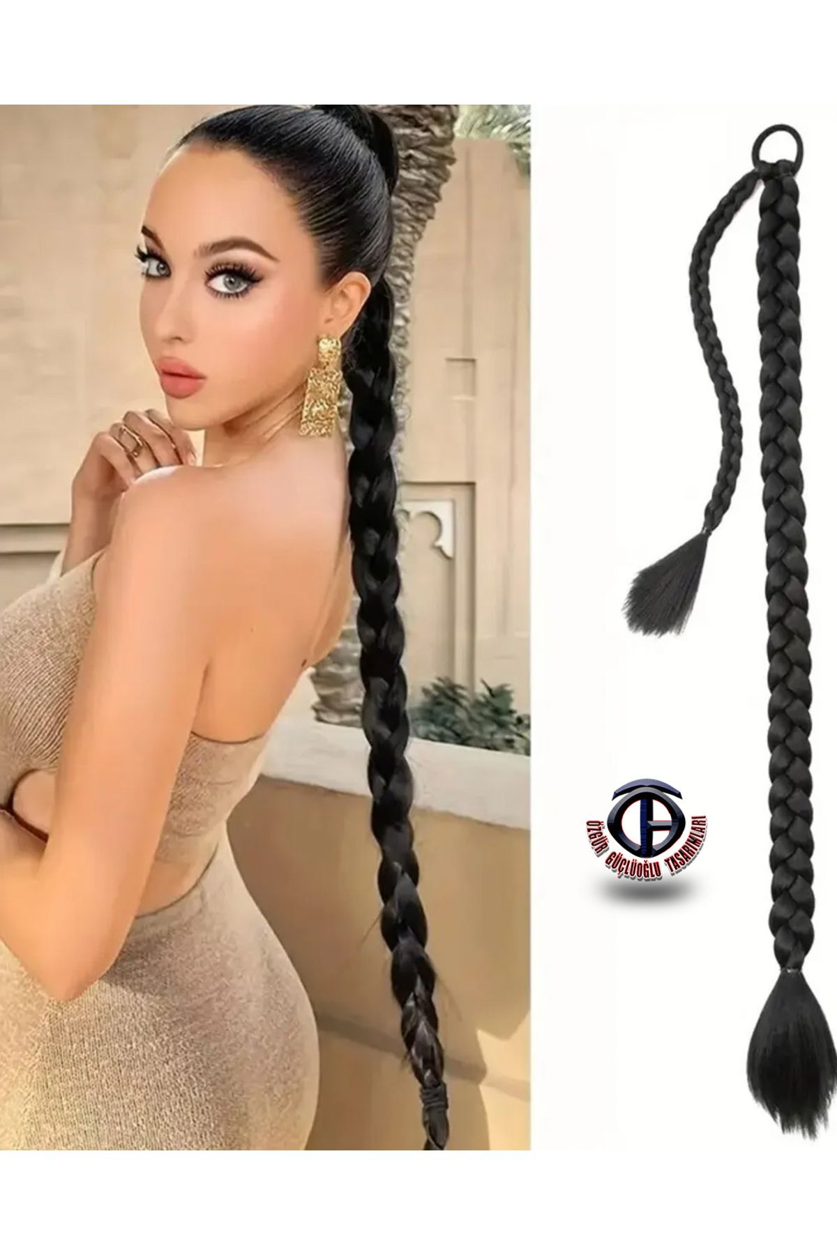 özgür güçlüoğlu tasarımları At kuyruğu Üçlü Örgü Saç Uzatma Fiber Kanekalon Saç (tokalı)
