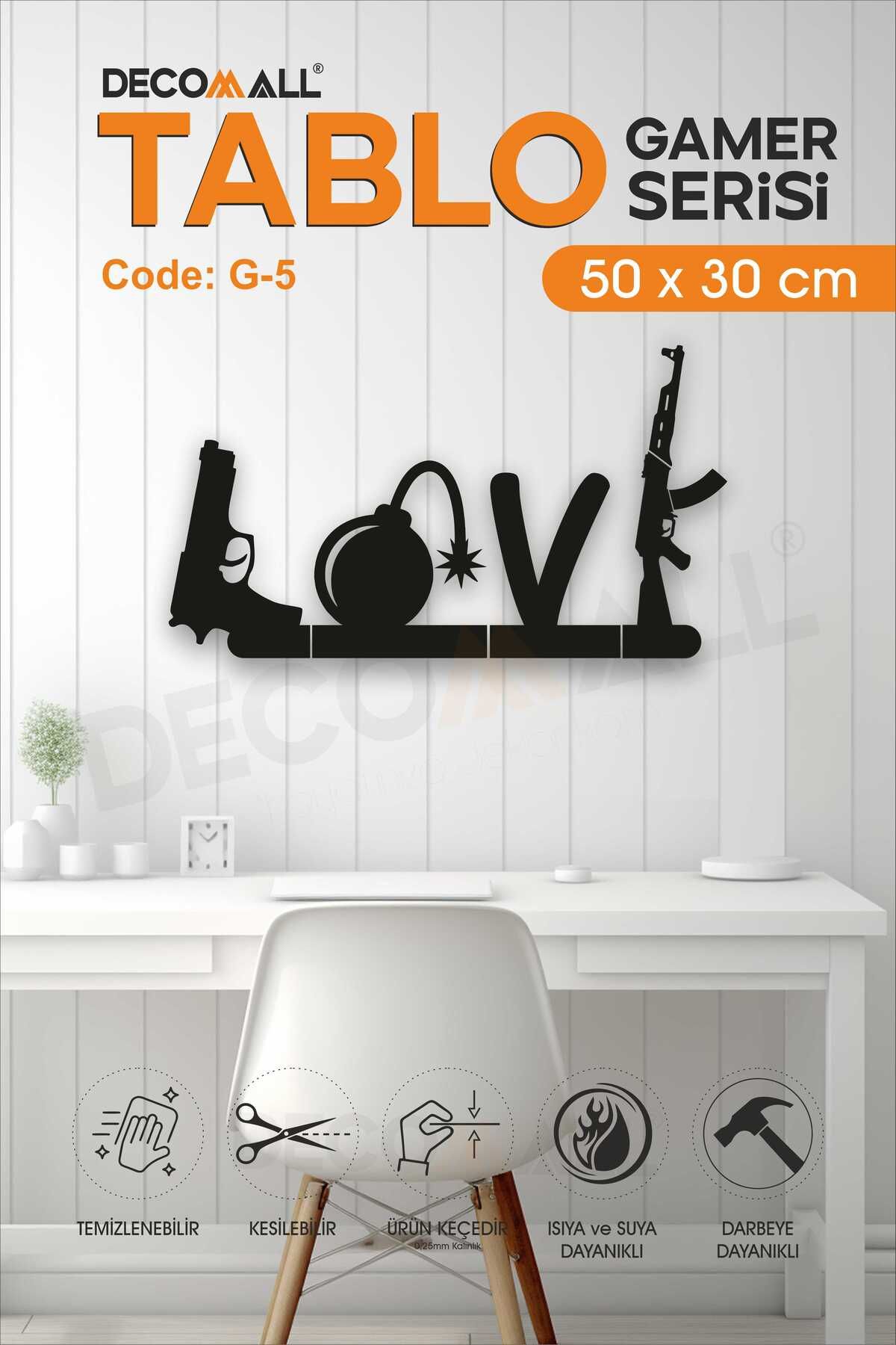 DECOMALL LOVE KELEŞ 2D Kabartmalı Duvar Dekor Tablosu Duvar Süsü GAMER TABLO