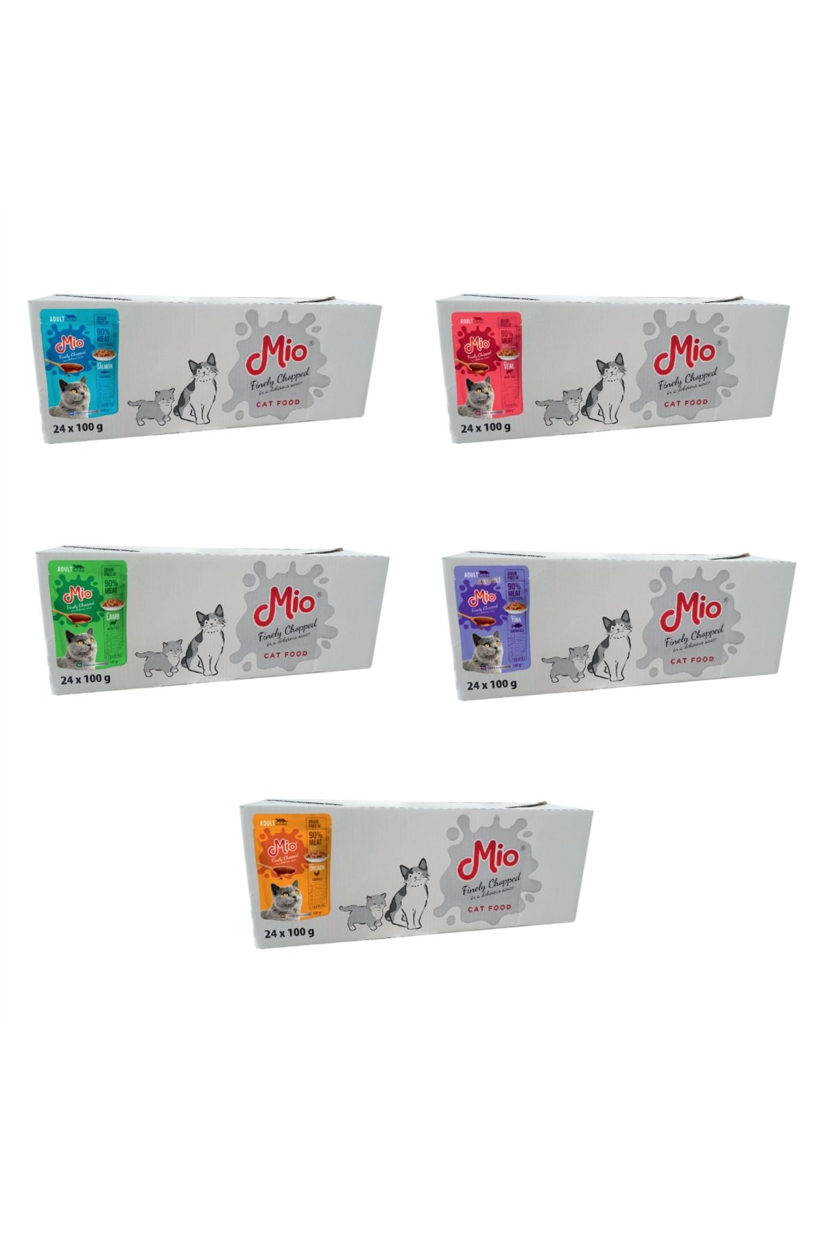 MİO Mancare Umeda Pisici ️adulte, Completa, Mio Cat Pachet 5 Cutii 24 Plicuri Pisici Adulte De 100 G - One Size