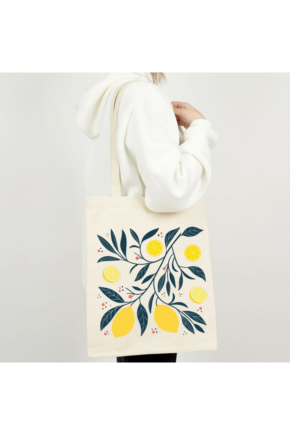 ELROSA LİMON DESENLİ CANVAS ÇANTA