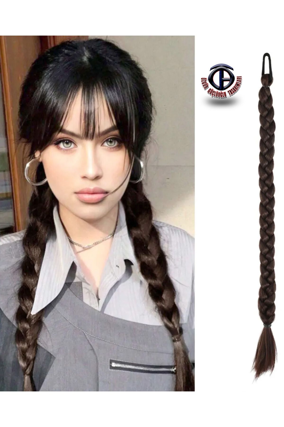 özgür güçlüoğlu tasarımları At kuyruğu Üçlü Örgü Saç Uzatma Fiber Kanekalon Saç (tokalı)