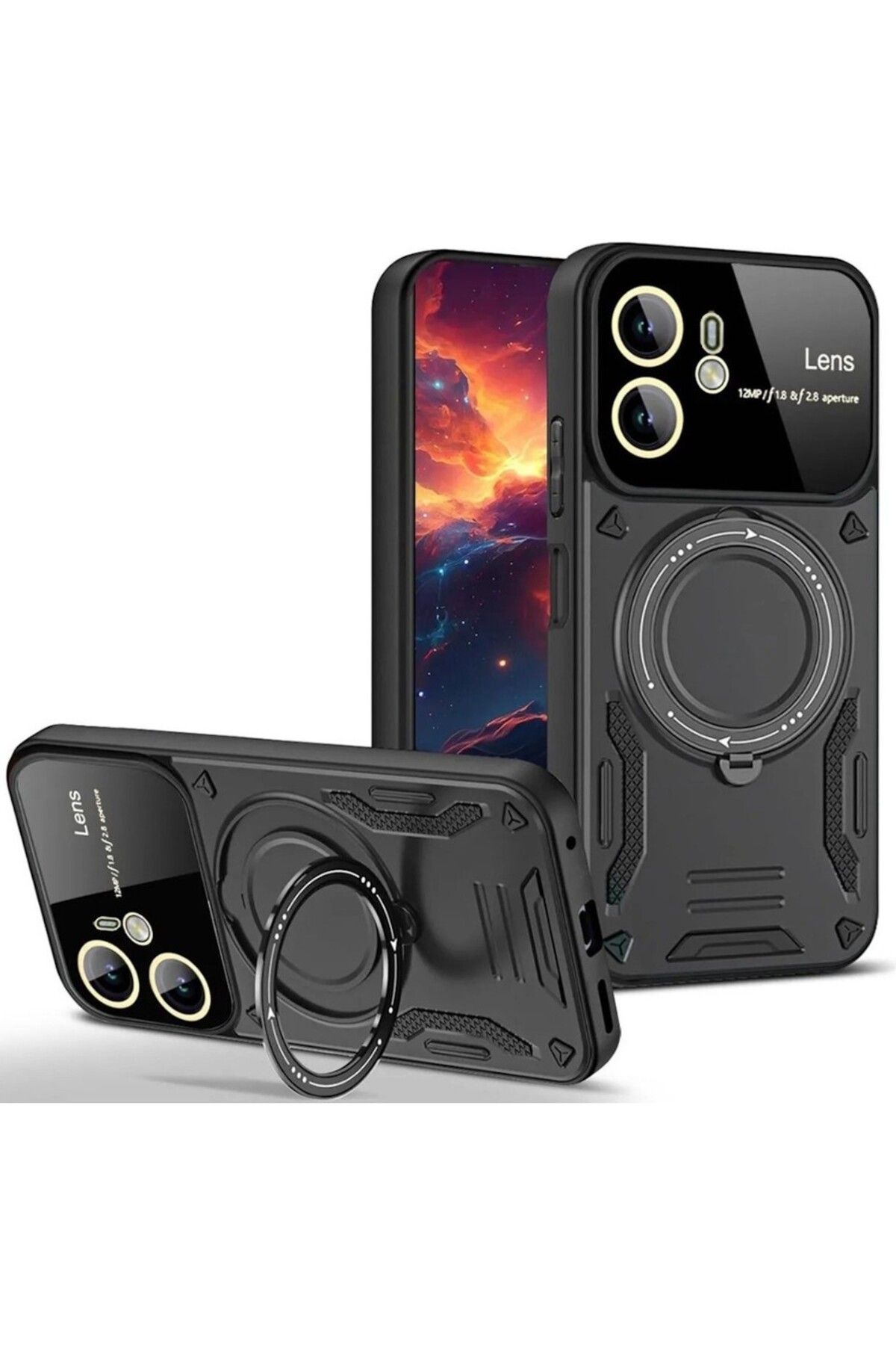 darkpower Xiaomi Redmi Note 14 4G Kılıf Magsafe Dönebilen Halkalı Standlı Kamera Lens Korumalı Tank Kapak
