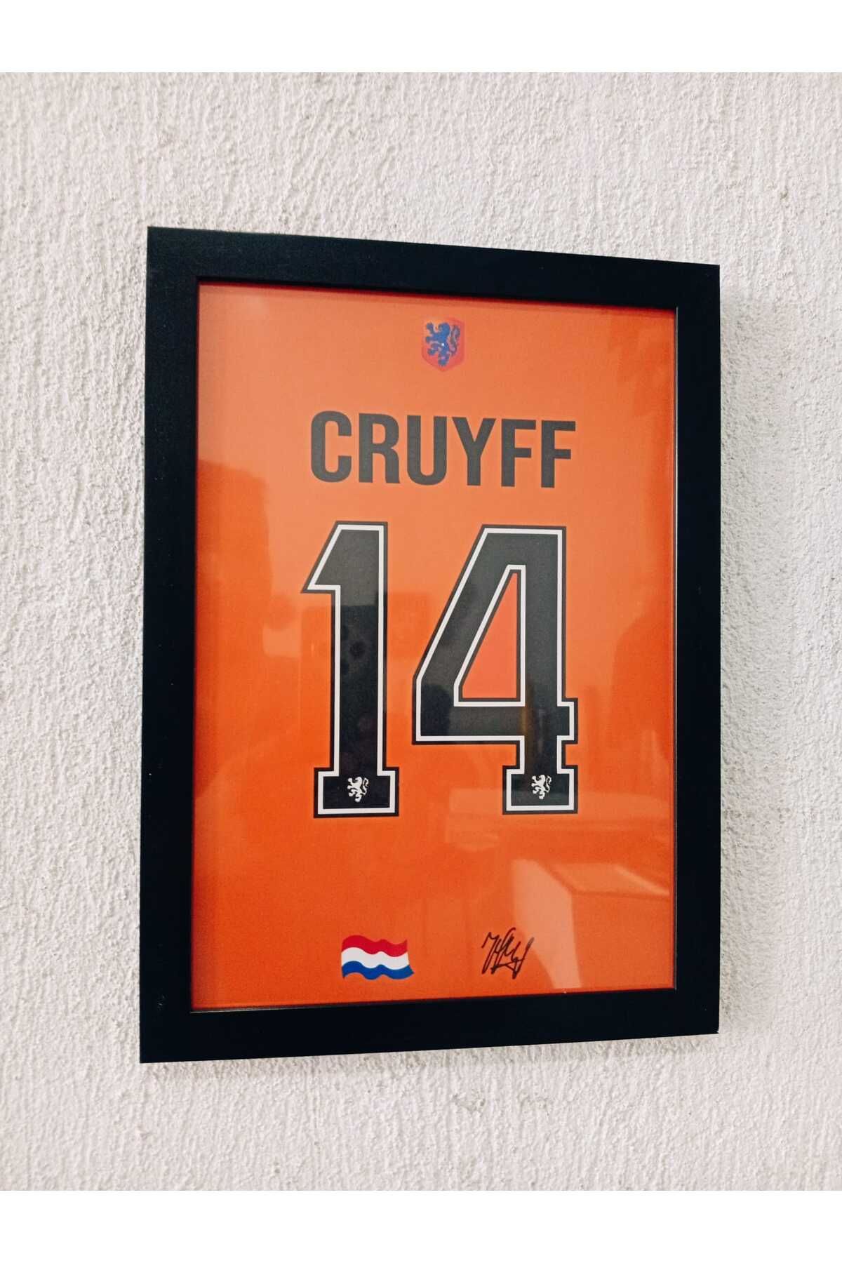 Erdizayn 21x30 cm Johan Cruyff Forma Tasarımlı Poster Tablo 1 mm Şeffaf PVC Koruma Çerçeveli
