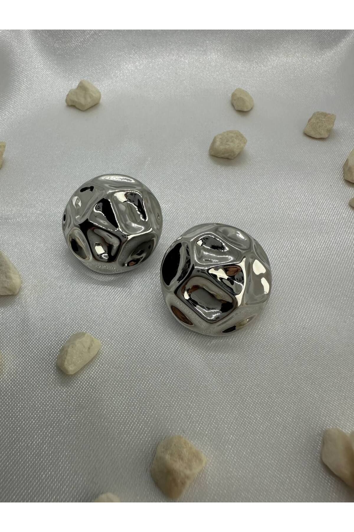 lysiaaccessory Silver Asimetrik Halka Küpe Silver