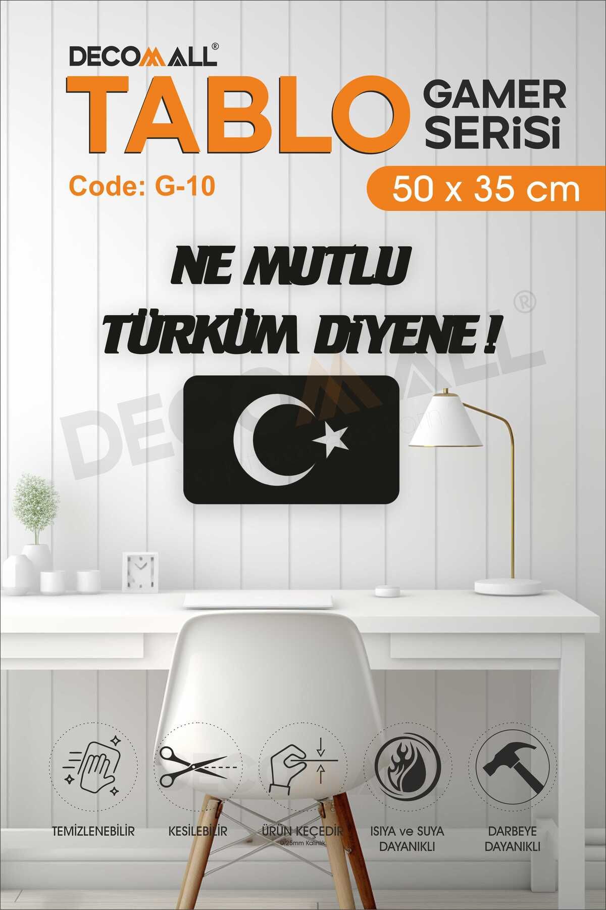 DECOMALL AY YILDIZ MOTİFLİ NE MUTLU TÜRKÜM DİYENE Duvar Dekor Tablosu GAMER TABLO