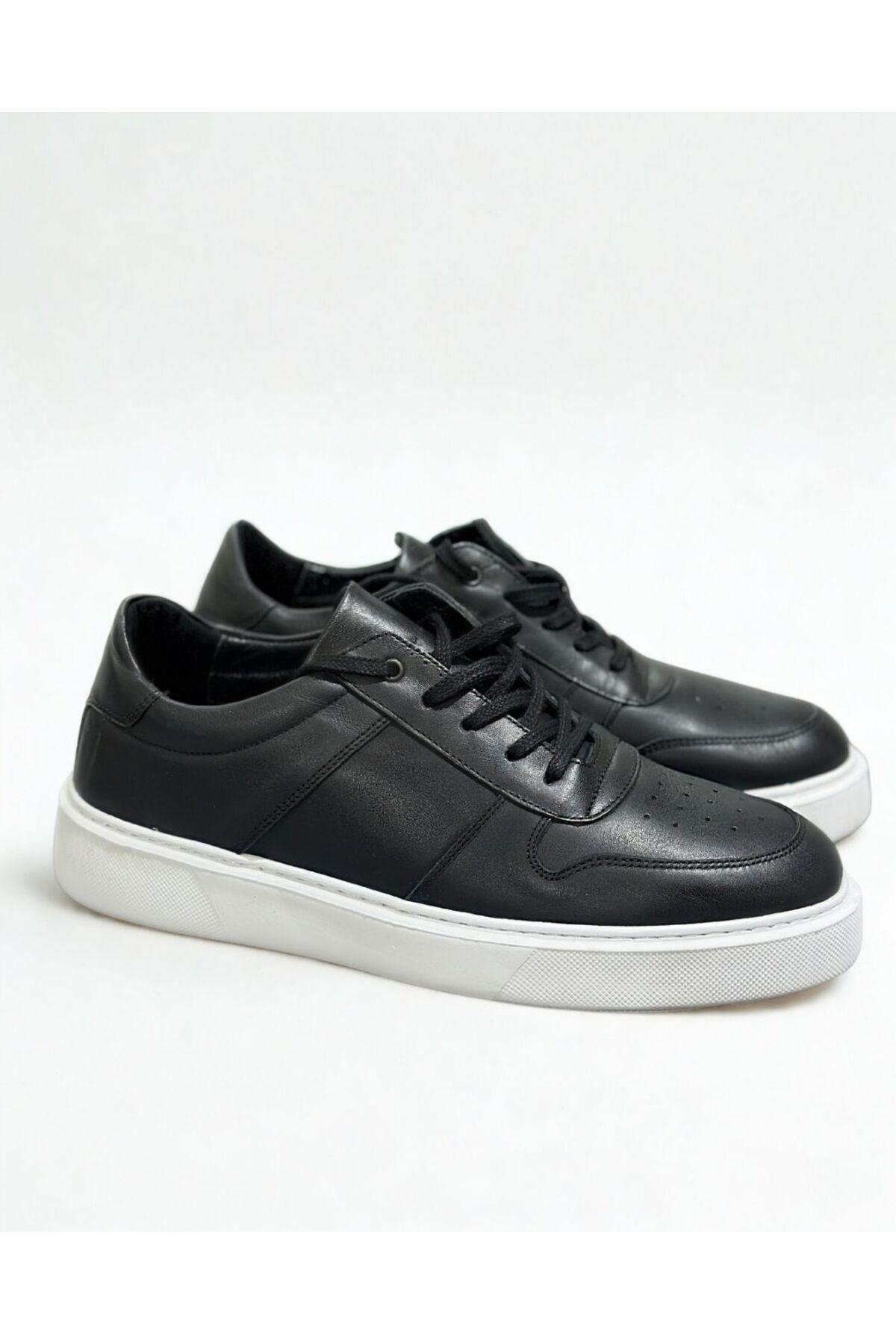 LINASHOES07 Erkek Hakiki Deri Siyah Lacivert Sneakers & Spor Ayakkabı