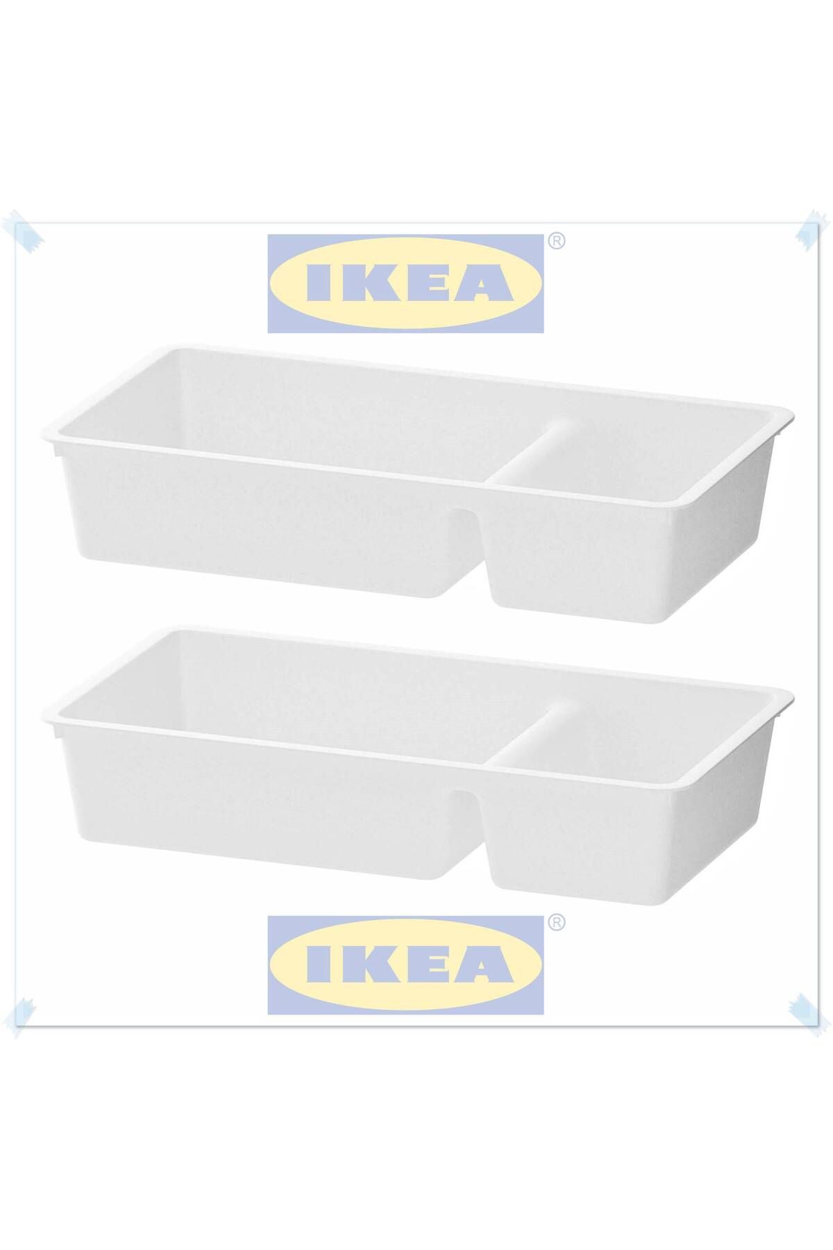 IKEA Billingen Beyaz Bölmeli Kutu, Çekmece İçi Düzenleyici, 33x17 cm, 2'li Set