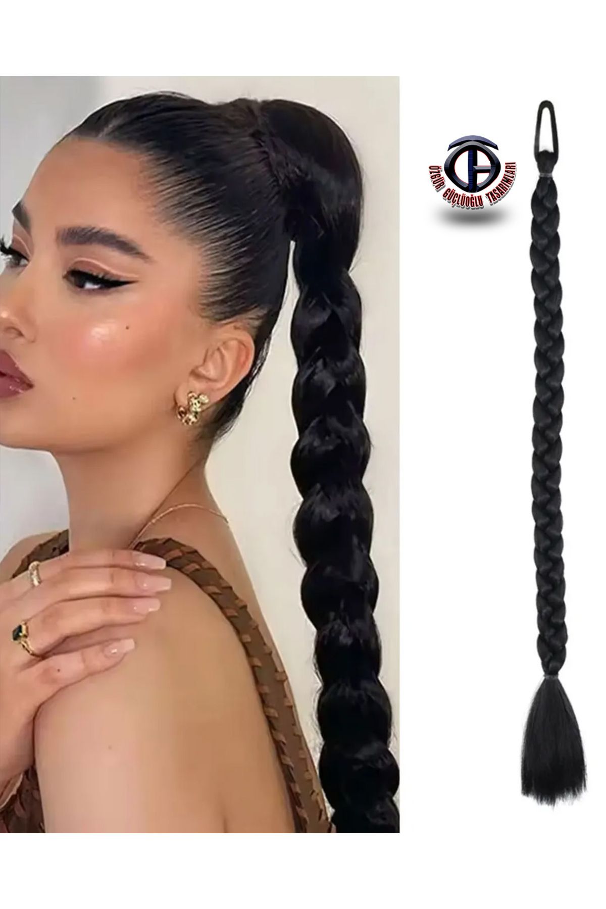 özgür güçlüoğlu tasarımları At kuyruğu Üçlü Örgü Saç Uzatma Fiber Kanekalon Saç (tokalı)