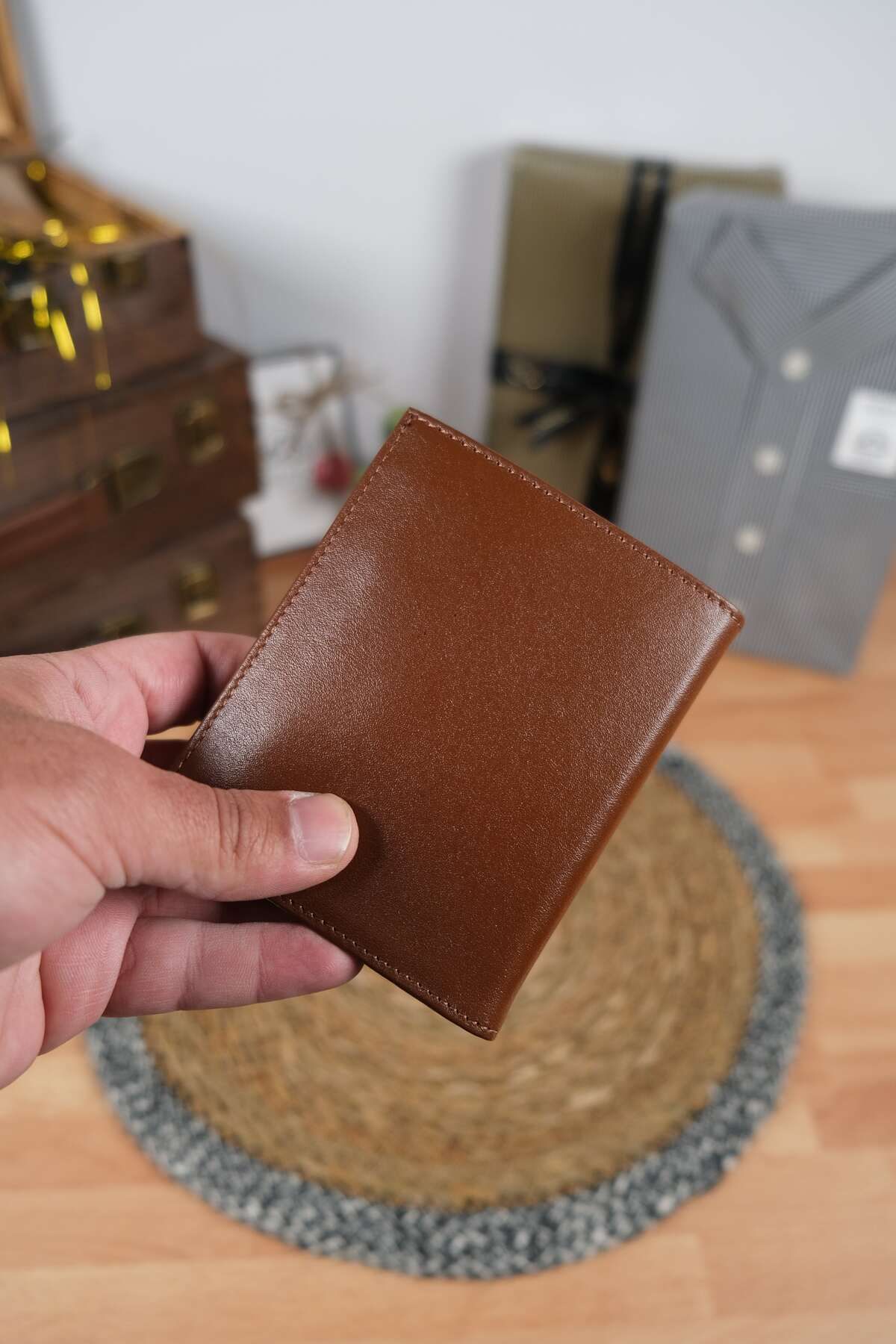 کیف پول مردانه و زنانه چرمی اصلی با چشمان سکه ای قهوه Norvi Leather
