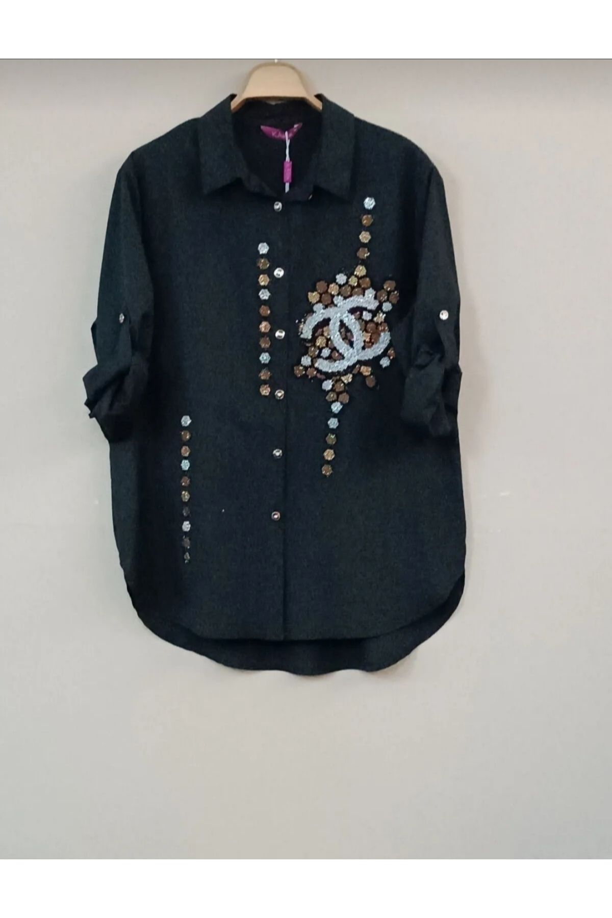 MAXLEVEL MODA TAŞ İŞLEMELİ BÜYÜK BEDEN KADIN GÖMLEK
