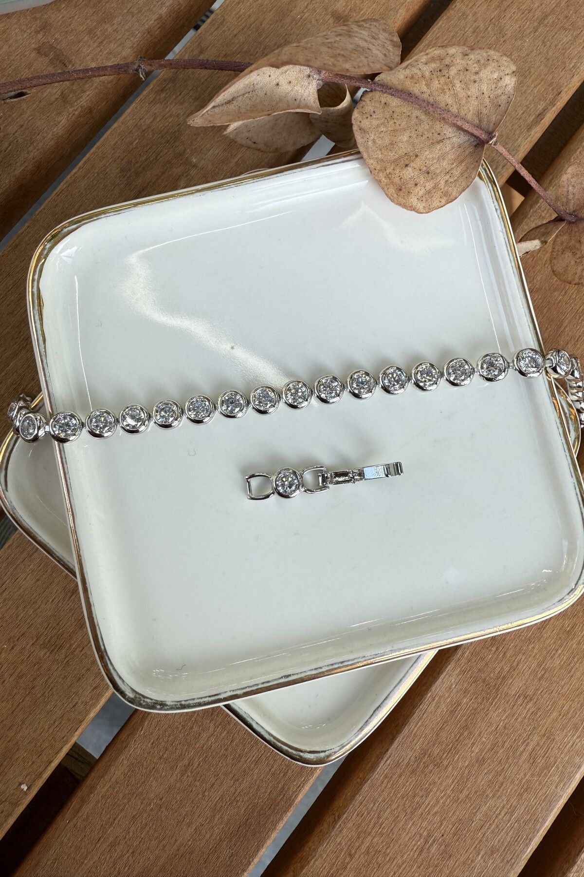AURA ATELIER İri Taşlı Su Yolu Çelik Bileklik 19cm