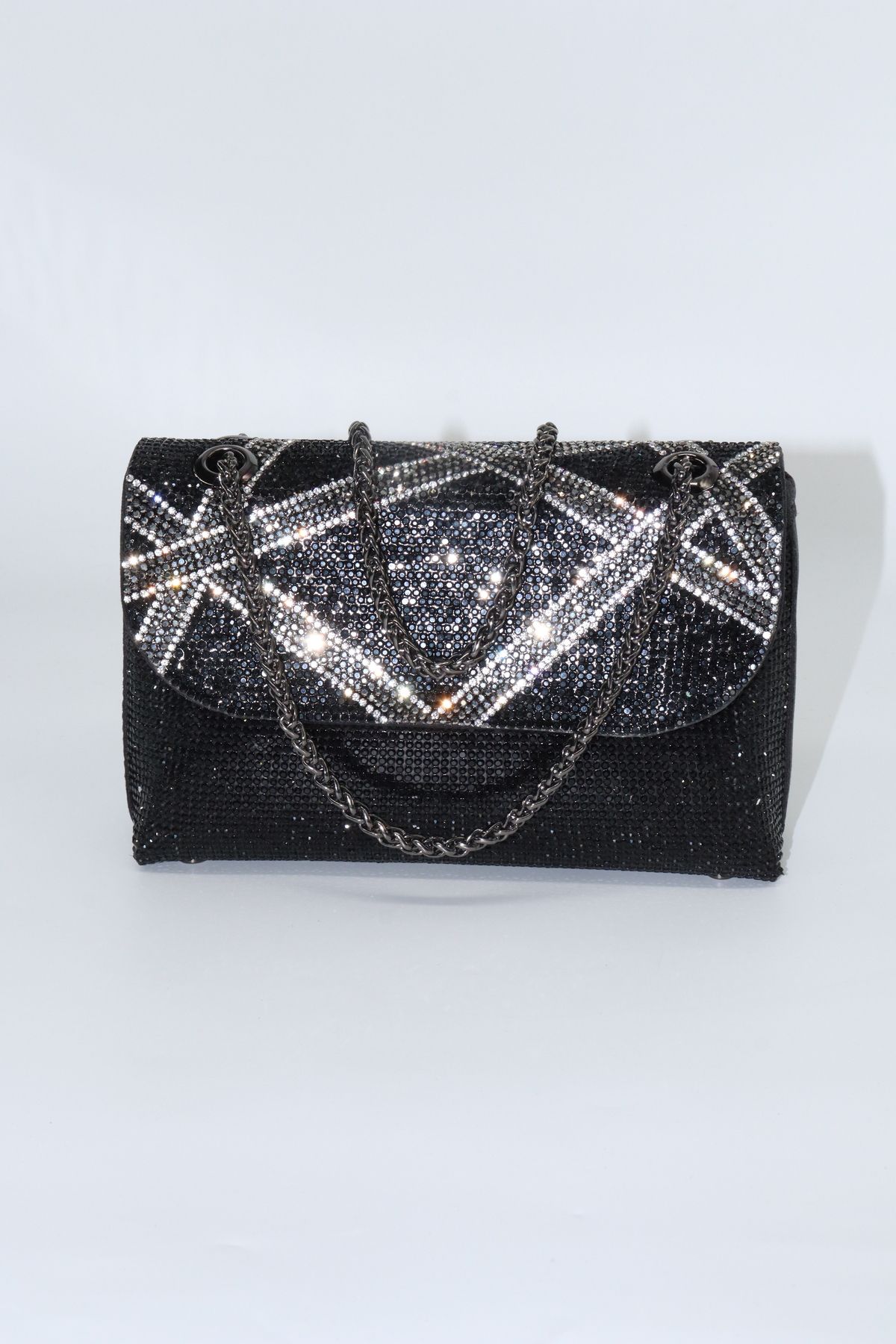 KEEBA Taşlı siyah abiye çanta. Kadın siyah abiye taşlı çanta. Düğün mezuniyet portföy clutch davet çantası