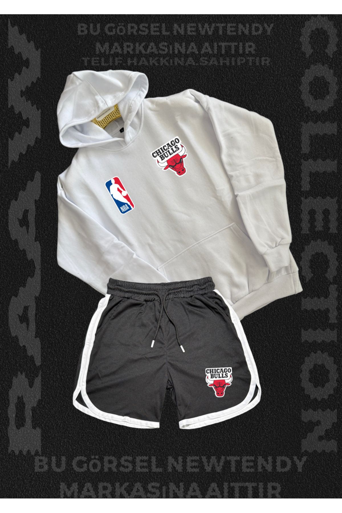 Minikelya Chigago bulls taraftarlar için takım sweatshirt şort kombin set 2li ürün