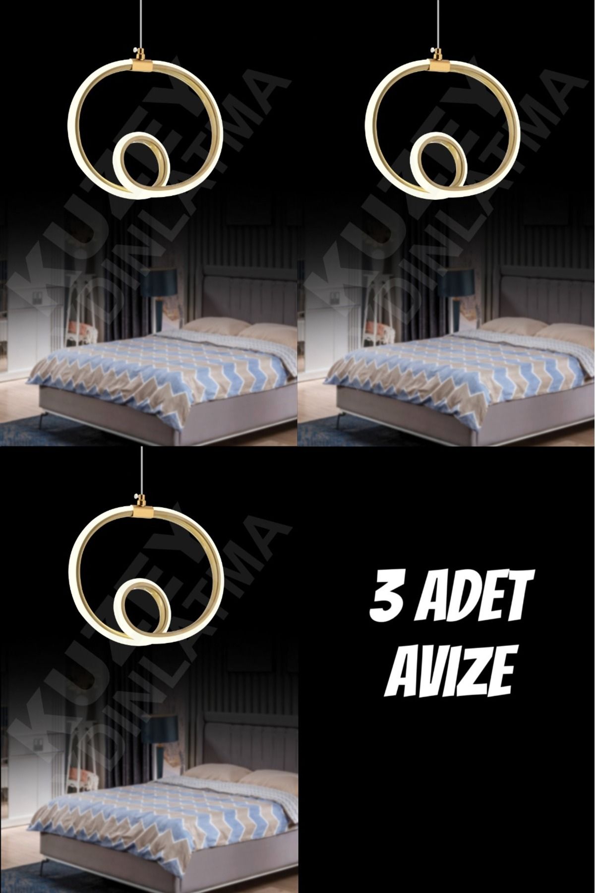KUZEY AYDINLATMA 3 ADET BİRARADA SARKIT TEKLİ LED AVİZE