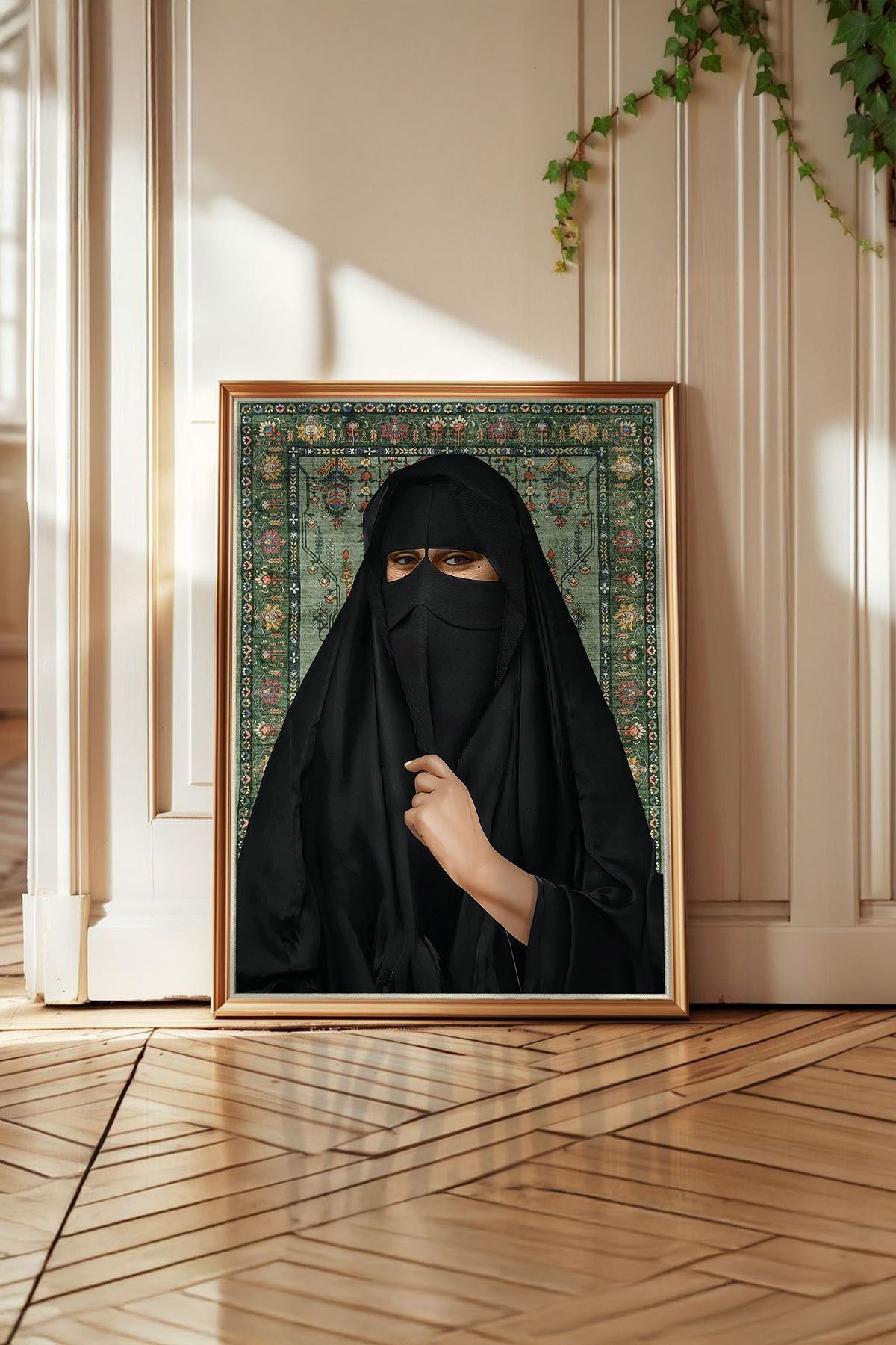 Huca Mona Lisa Tesettür - İran Halısı Poster - Resim Yapılmış Halı - Al Pacino - Vintage - Boho - Picasso