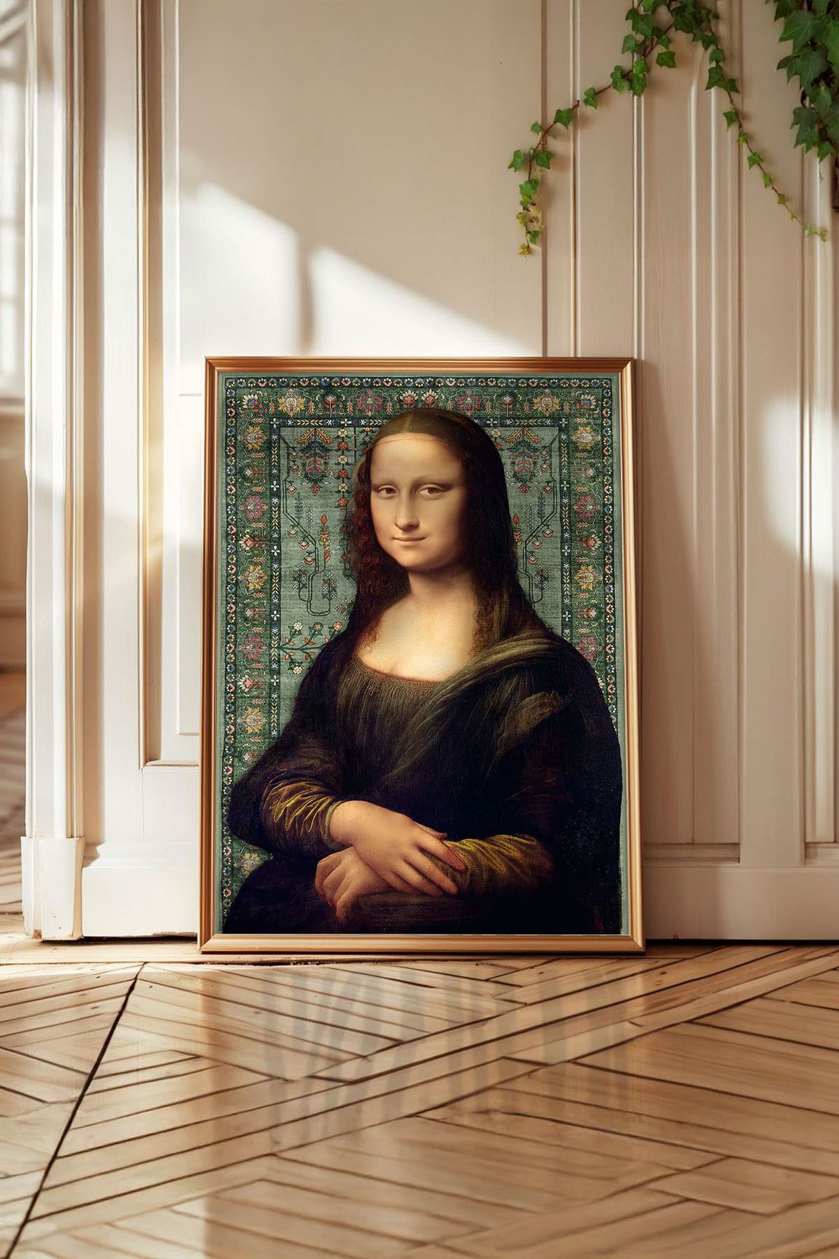 Huca Mona Lisa - İran Halısı Poster - Resim Yapılmış Halı - Al Pacino - Vintage - Boho - Minimalist Art