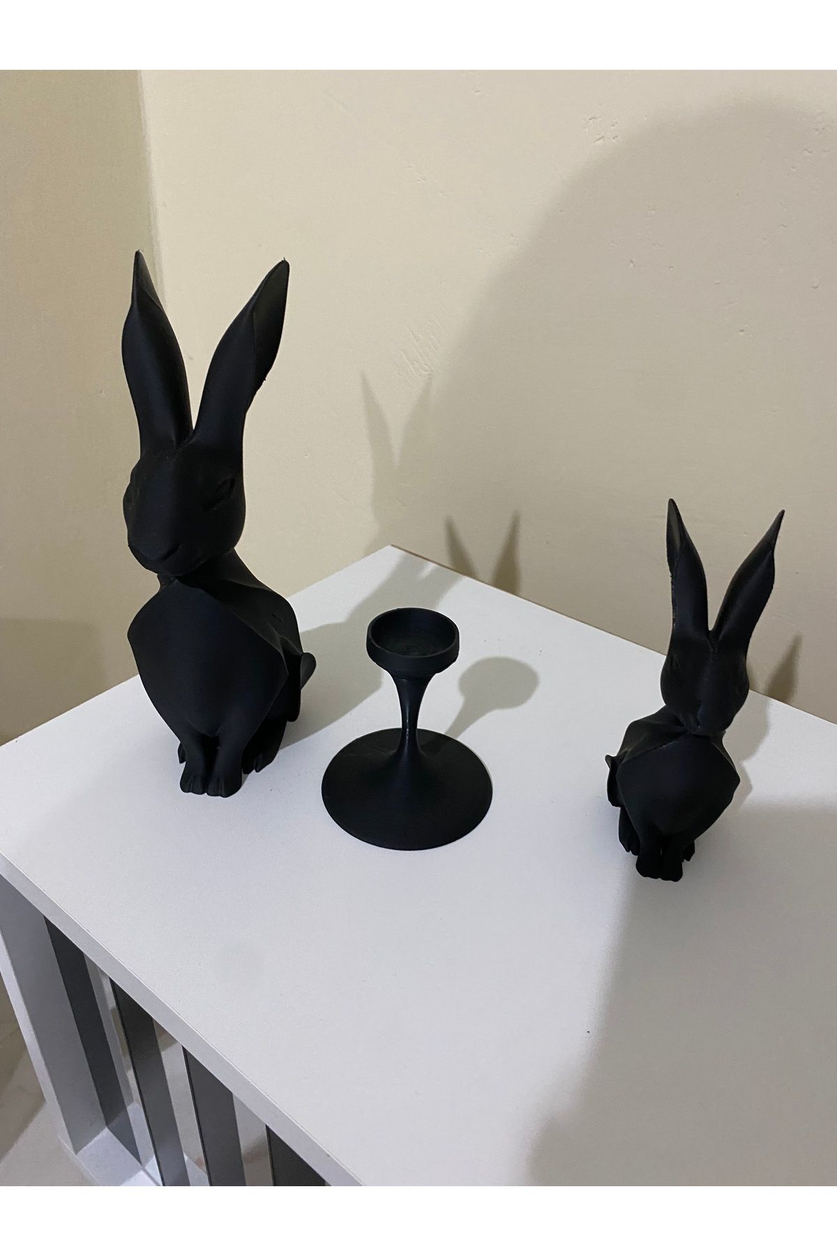 BsdHome Minimalist Siyah Tavşan Figürlü Dekoratif Set - Modern ve Şık Dokunuş