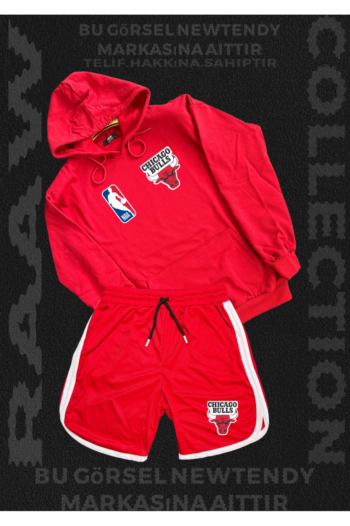 Minikelya Chigago bulls taraftarlar için takım sweatshirt şort kombin set 2li ürün