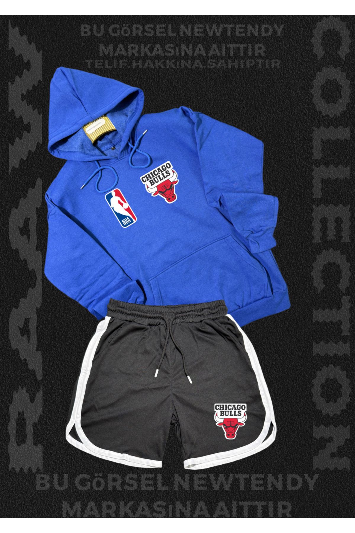 Minikelya Chigago bulls taraftarlar için takım sweatshirt şort kombin set 2li ürün