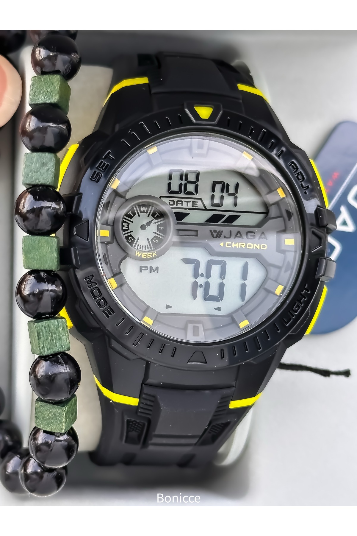 45MM Black Silicone Digital Watches for Men with Swimming Pool Marine Use,Light, Calendar,Stopwatch